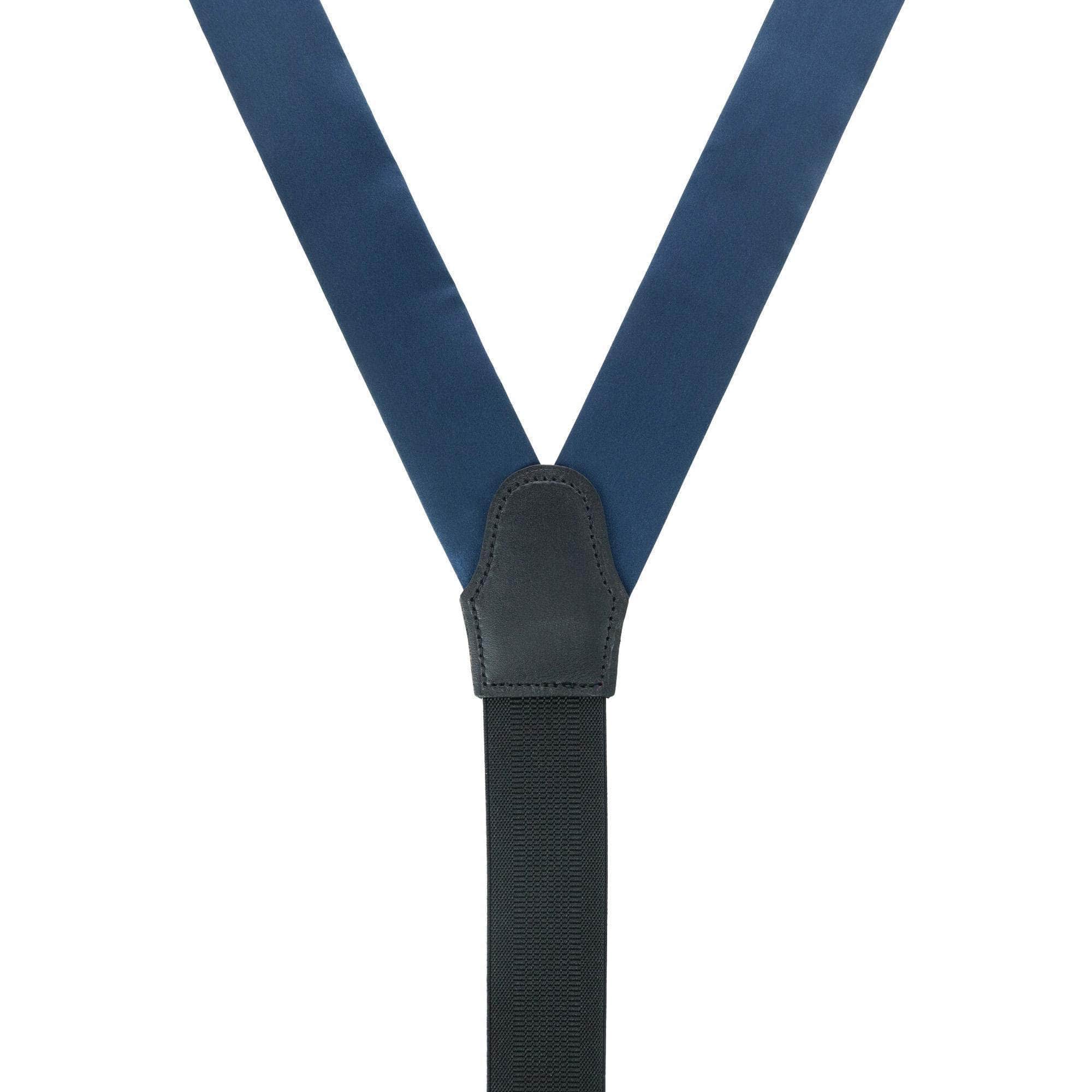 Sutton Solid Color Silk Formal End Braces 35mm Y-Back - Navy