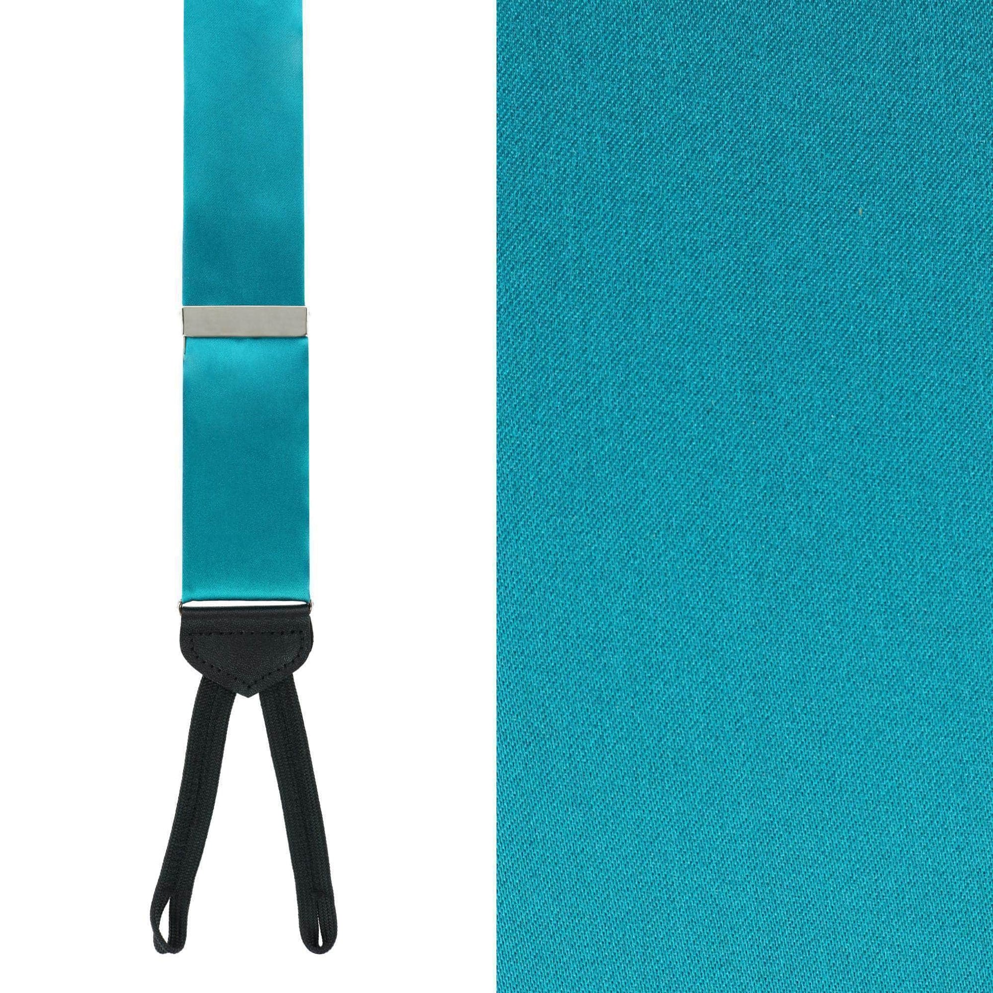 Sutton Solid Color Silk Formal End Braces 35mm Y-Back - Teal