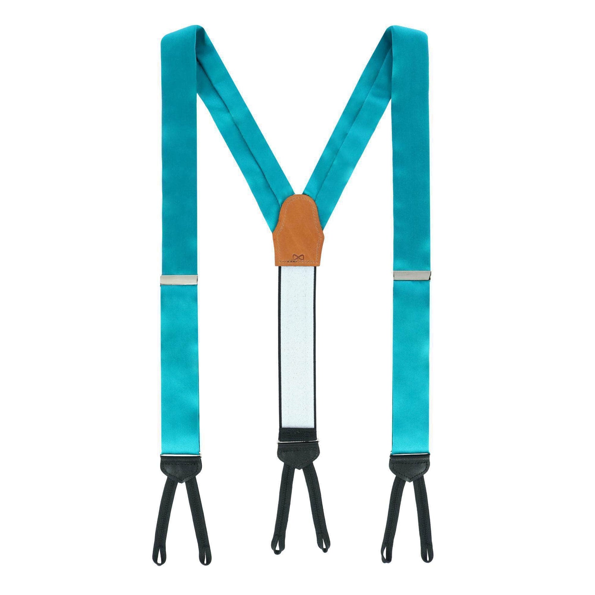 Sutton Solid Color Silk Formal End Braces 35mm Y-Back - Teal