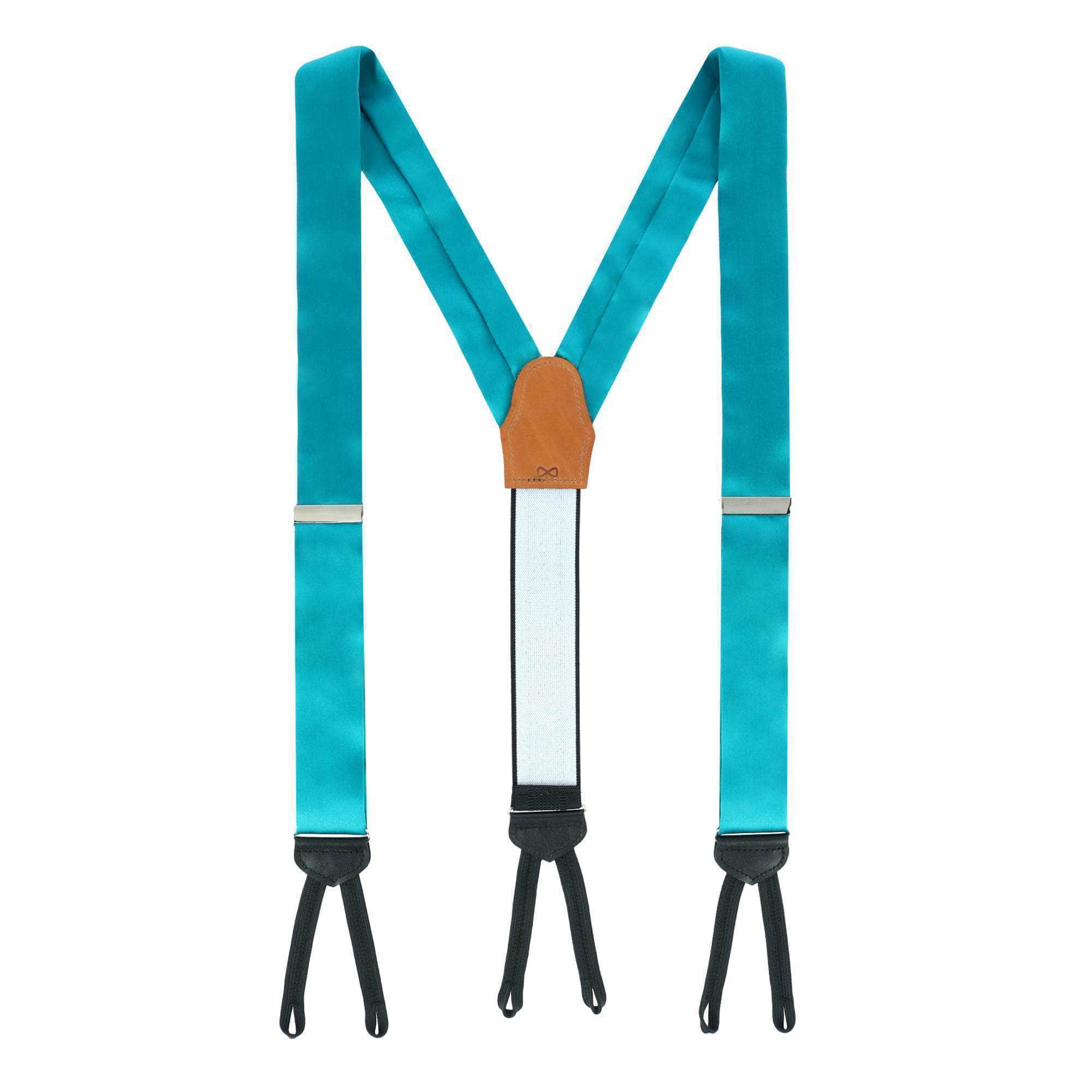 Sutton Solid Color Silk Formal End Braces 35mm Y-Back - Teal