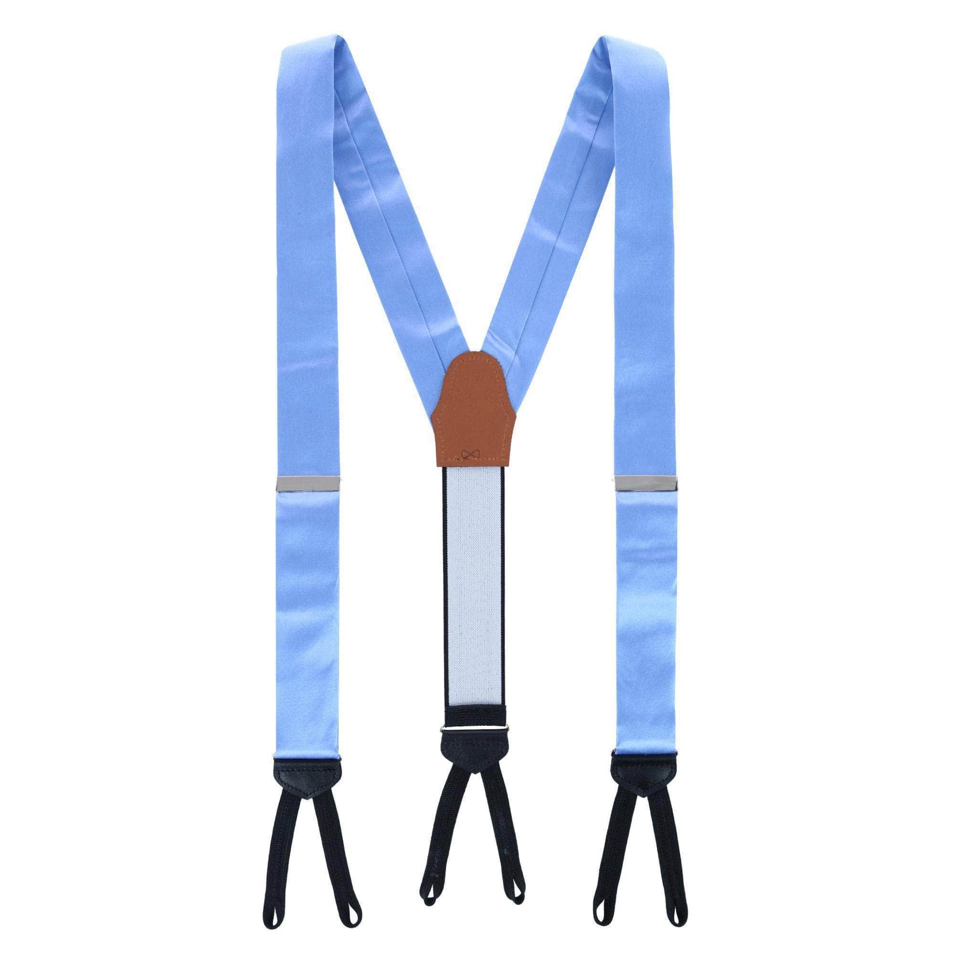 Sutton Solid Color Silk Formal End Braces 35mm Y-Back - Light Blue