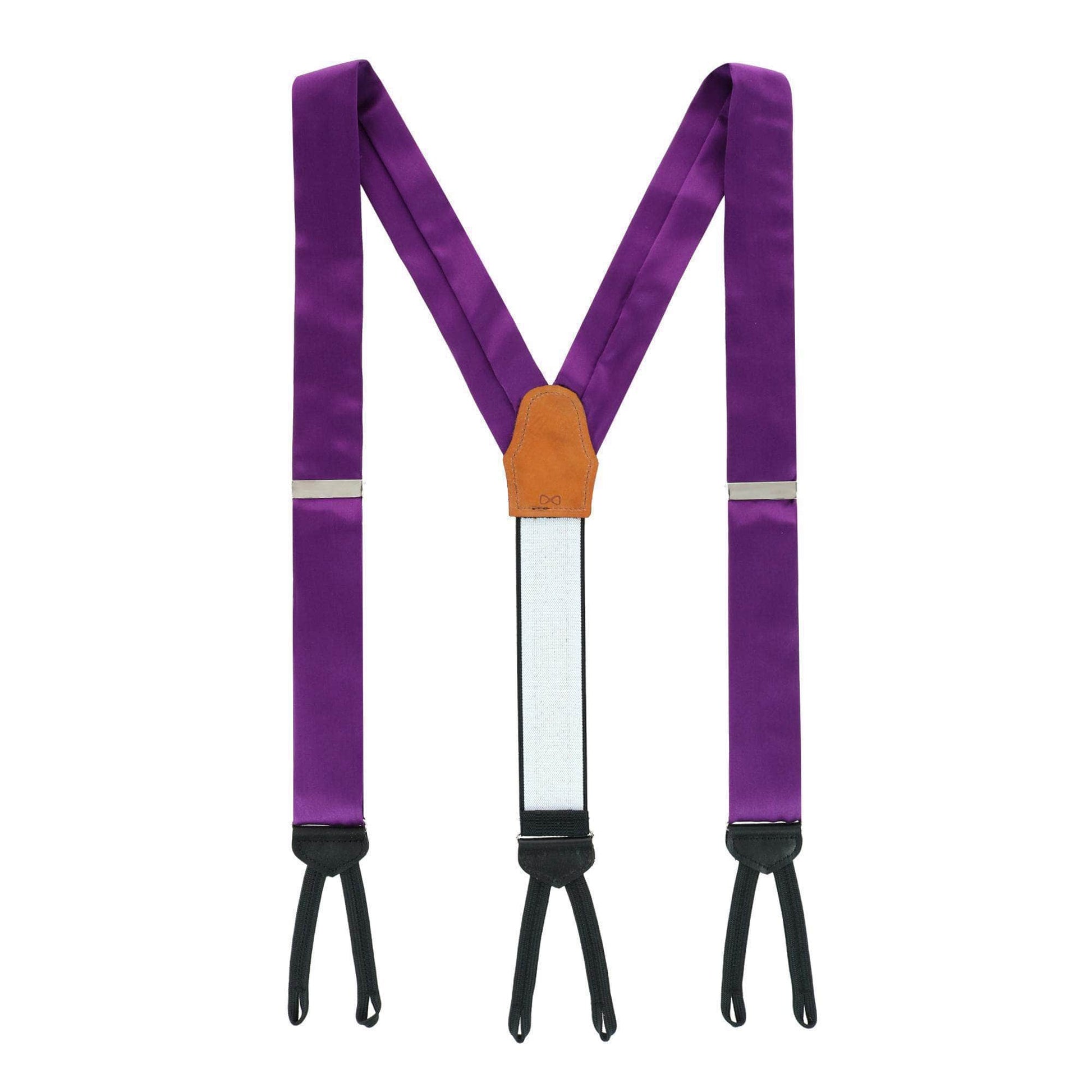 Sutton Solid Color Silk Formal End Braces 35mm Y-Back - Purple