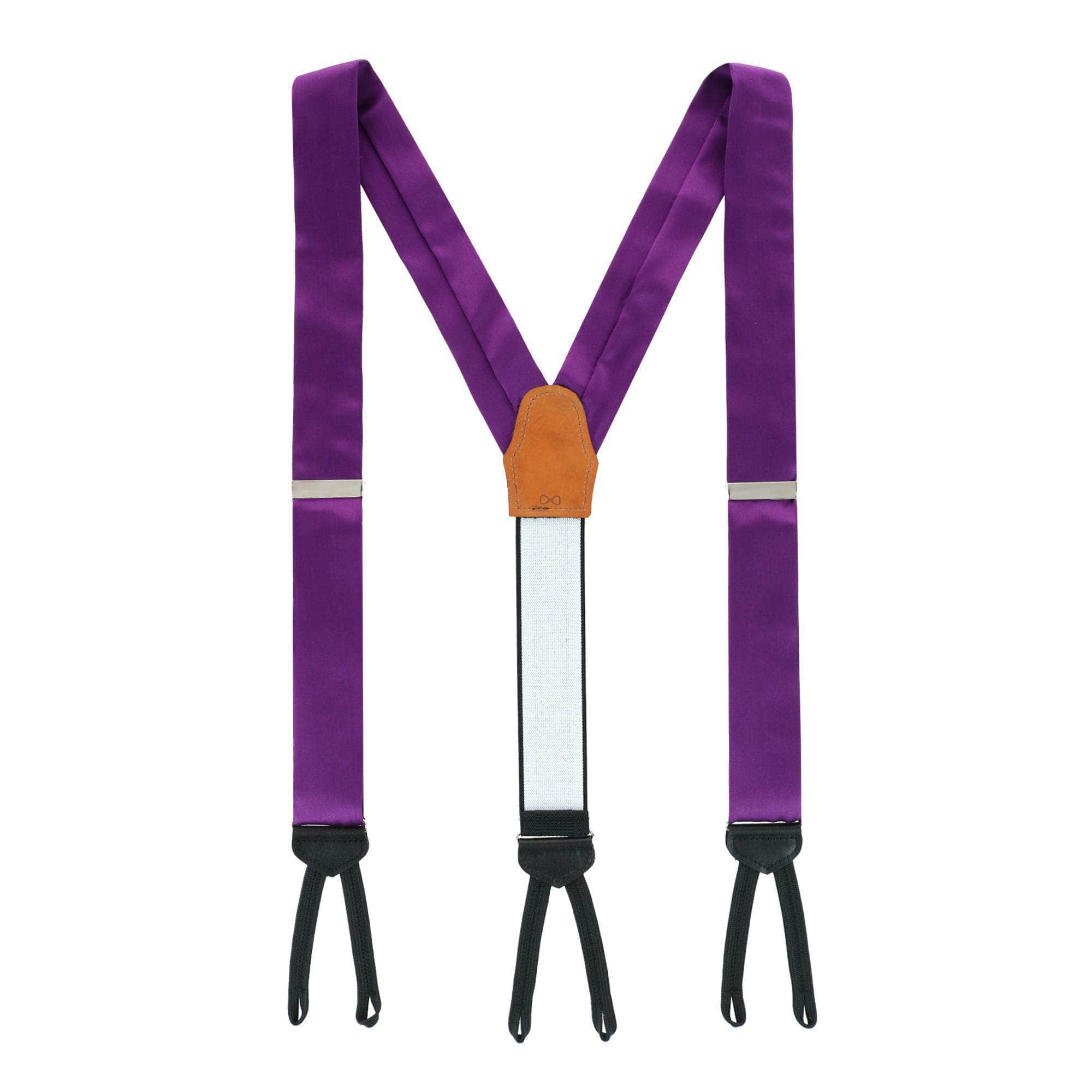 Sutton Solid Color Silk Formal End Braces 35mm Y-Back - Purple