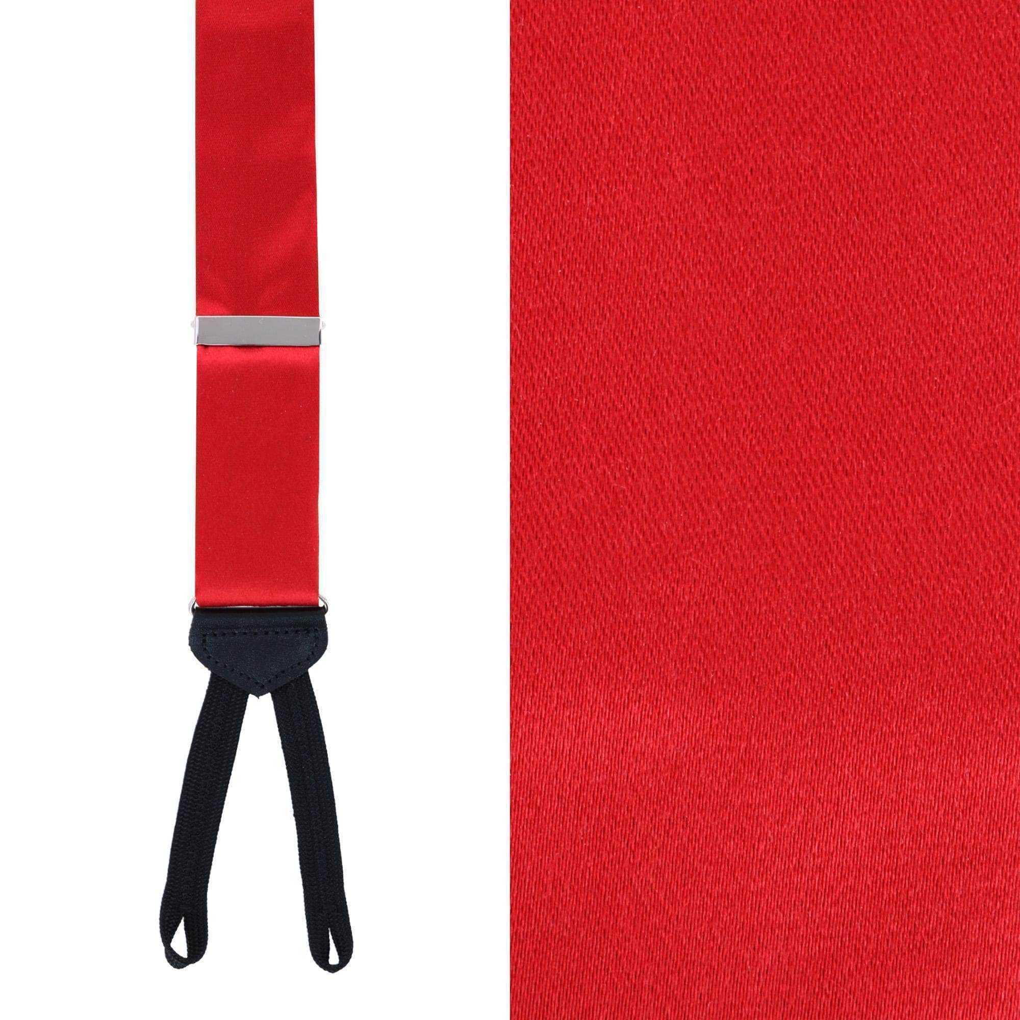 Sutton Solid Color Silk Formal End Braces 35mm Y-Back - Red
