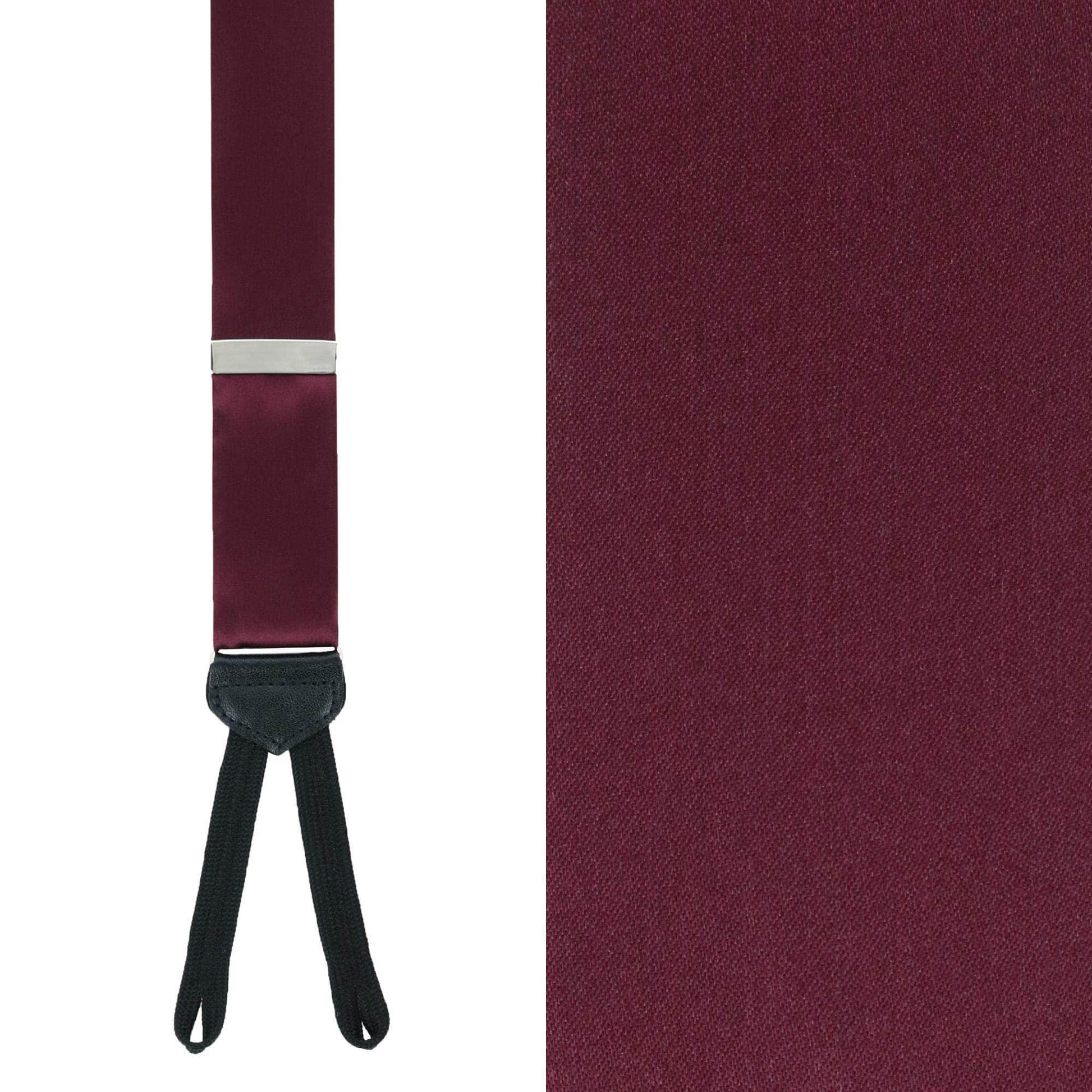 Sutton Solid Color Silk Formal End Braces 35mm Y-Back - Burgundy