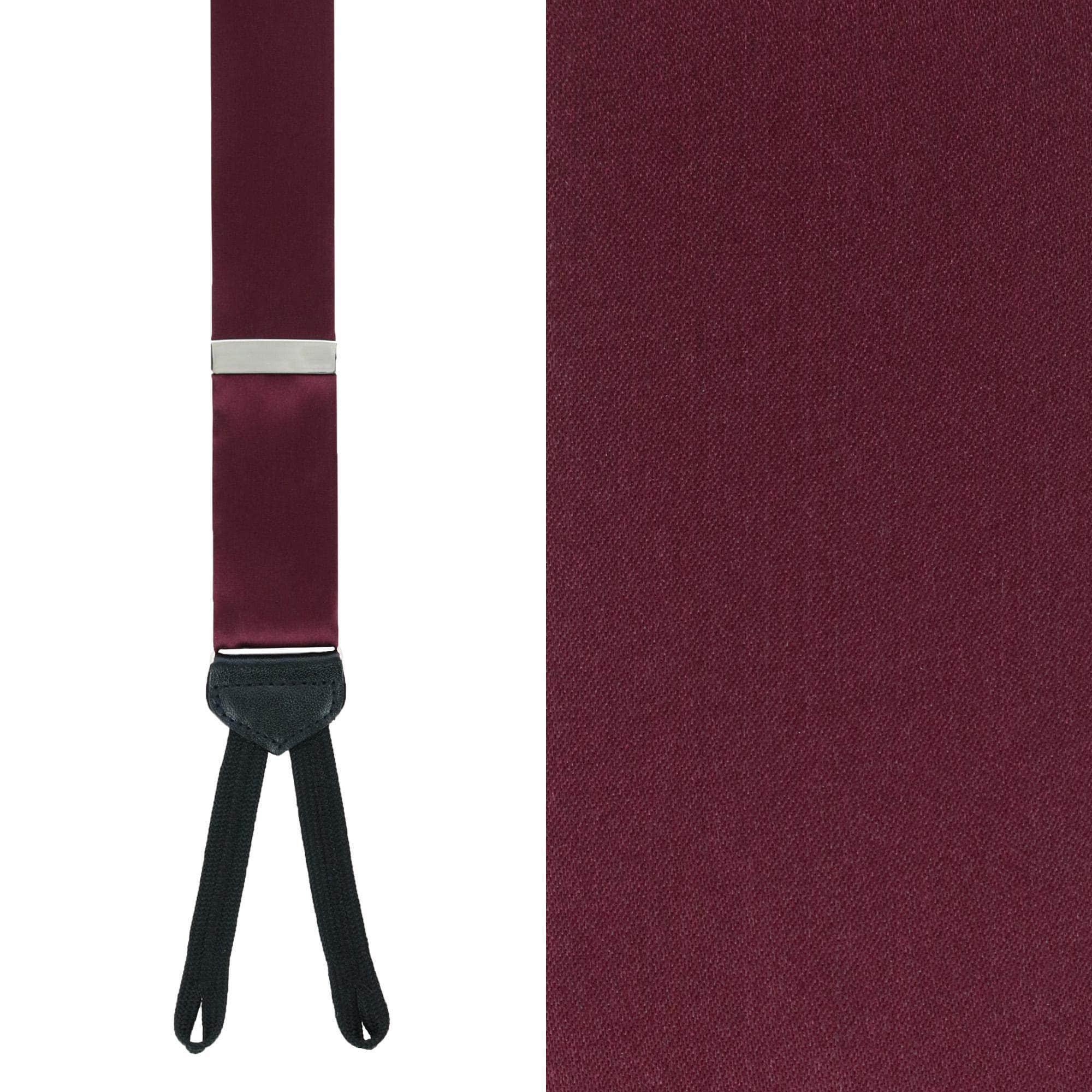 Sutton Solid Color Silk Formal End Braces 35mm Y-Back - Burgundy