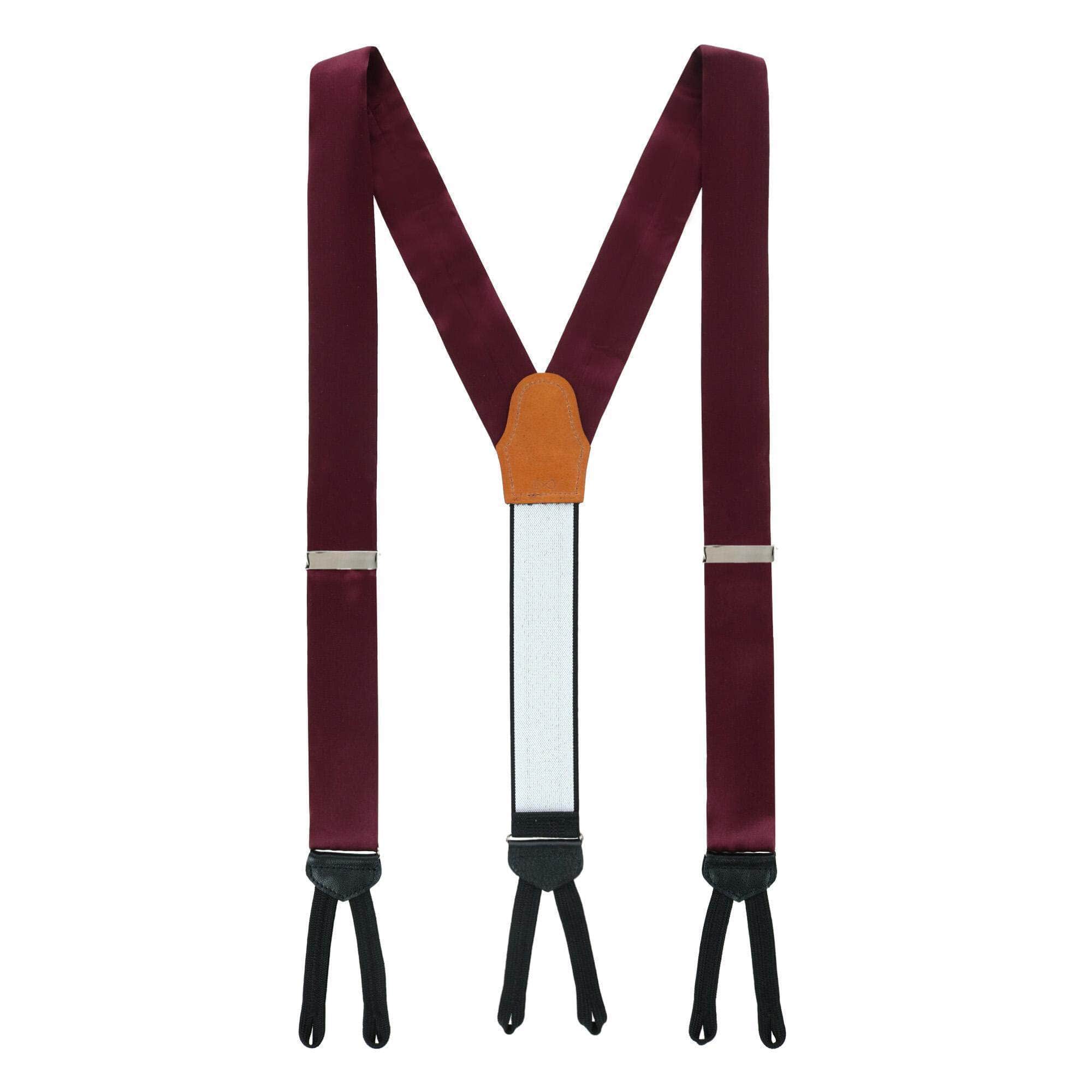 Sutton Solid Color Silk Formal End Braces 35mm Y-Back - Burgundy