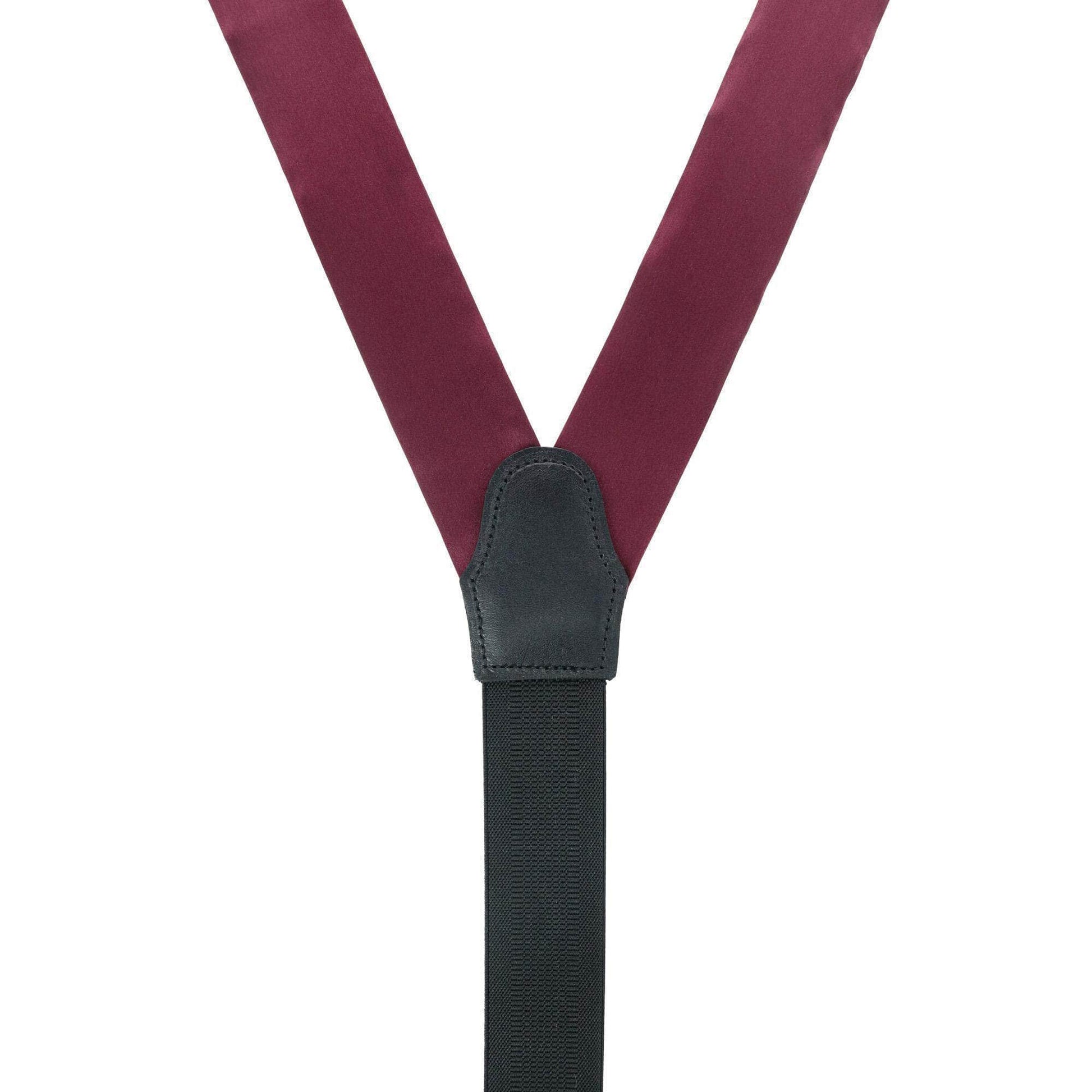 Sutton Solid Color Silk Formal End Braces 35mm Y-Back - Burgundy