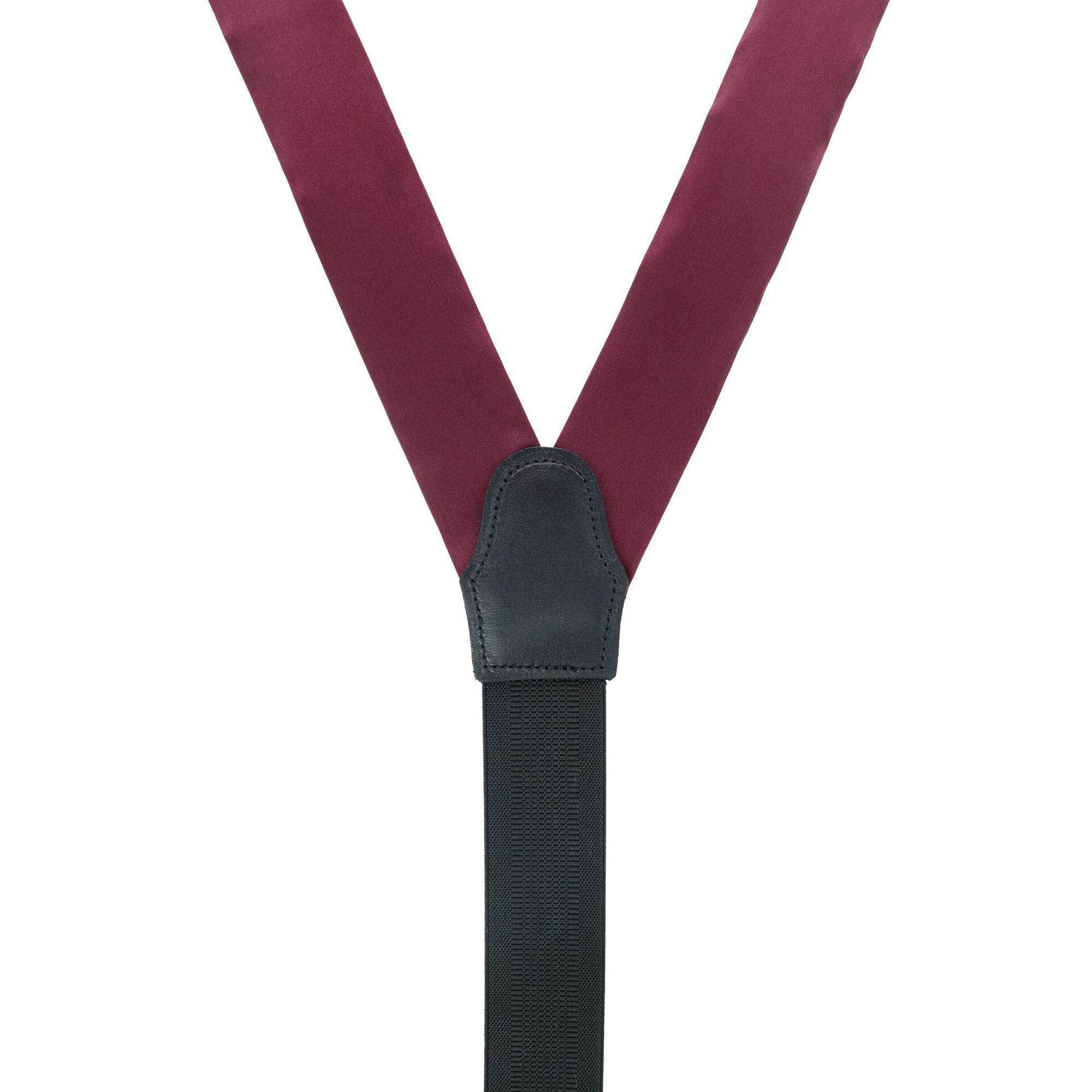 Sutton Solid Color Silk Formal End Braces 35mm Y-Back - Burgundy