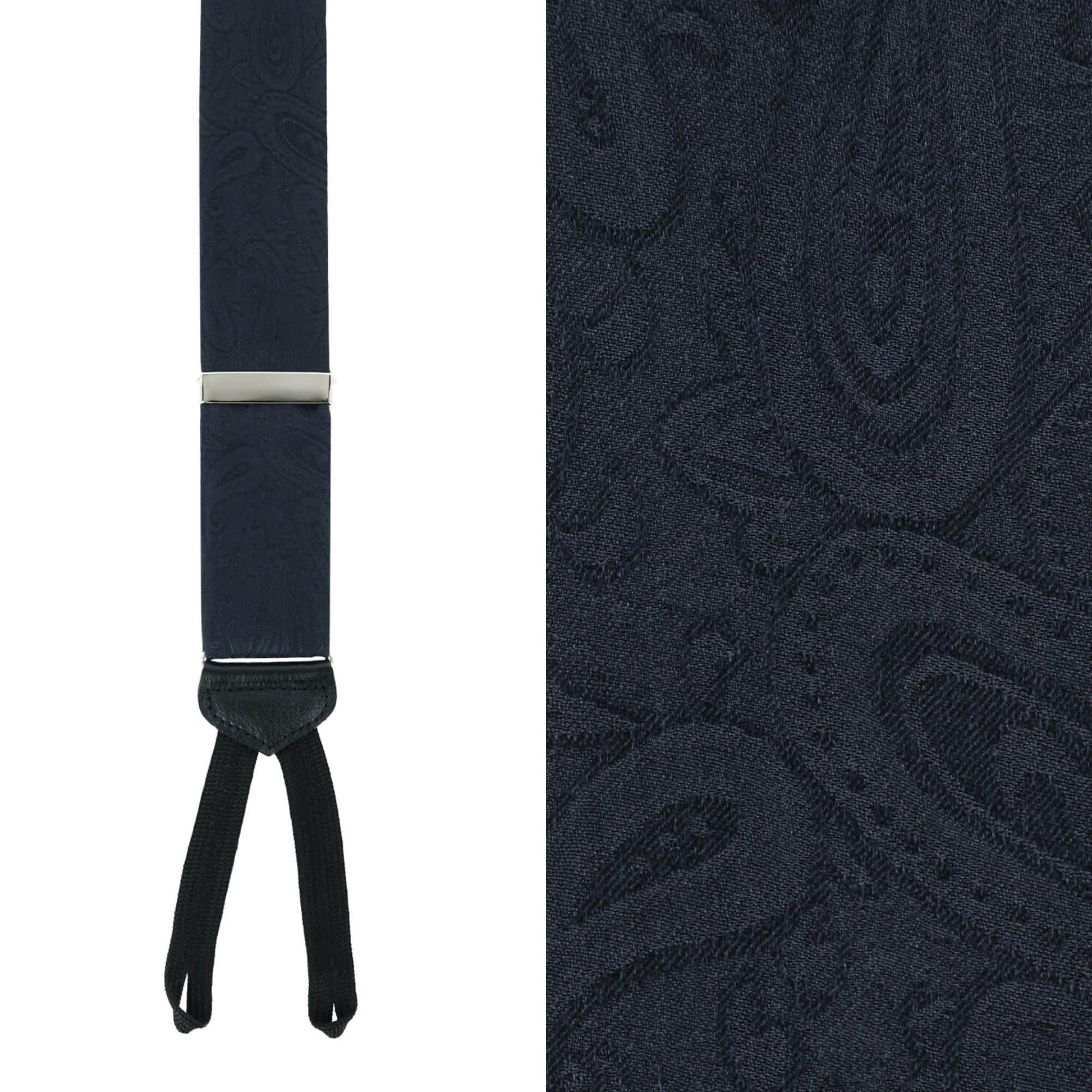 Banbury Tone on Tone Paisley Silk Formal Braces - Black