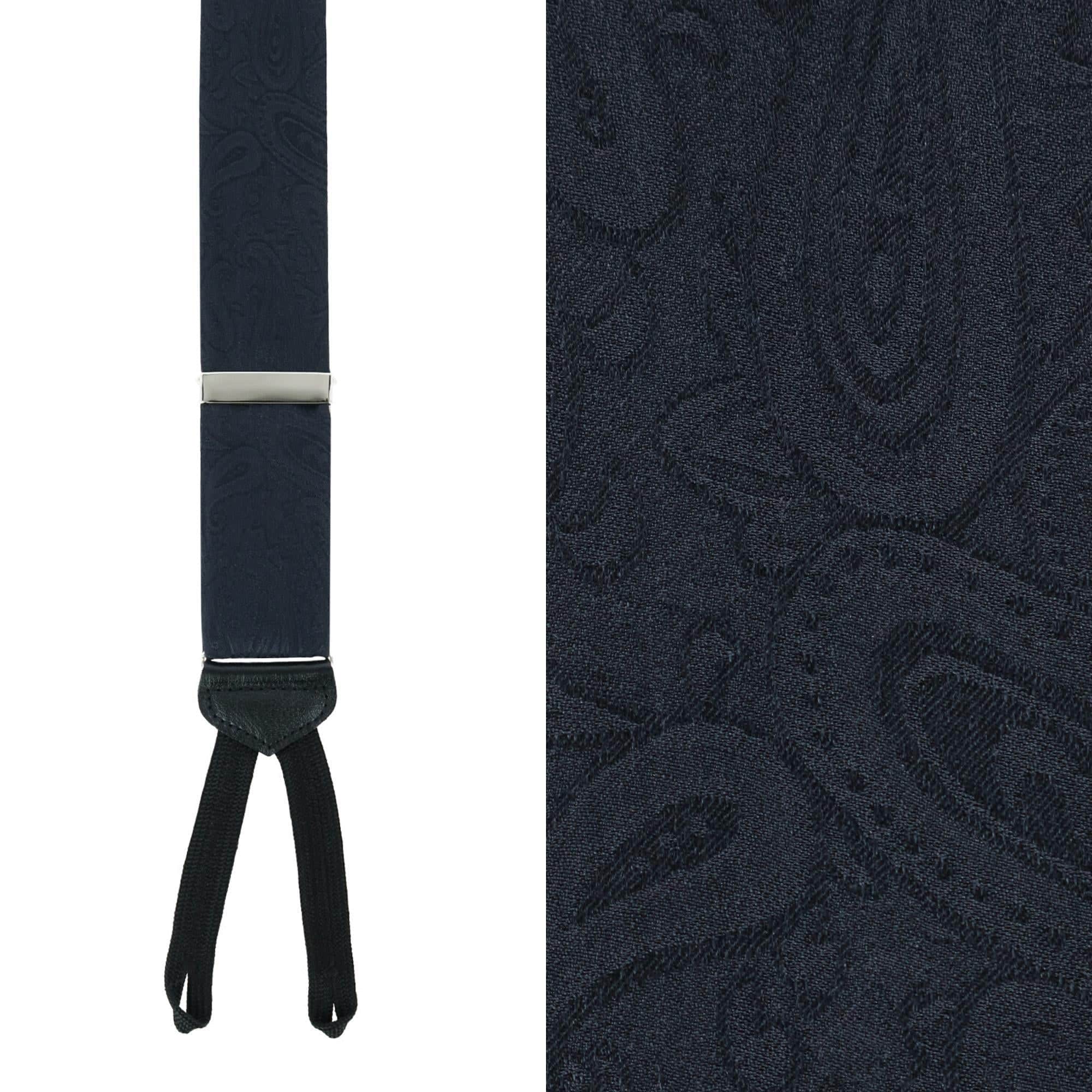 Banbury Tone on Tone Paisley Silk Formal Braces - Black