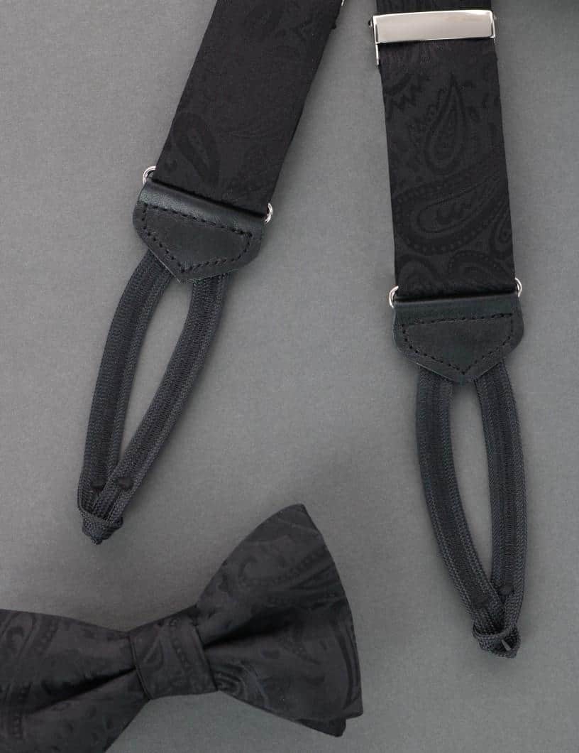 Banbury Tone on Tone Paisley Silk Formal Braces - Black