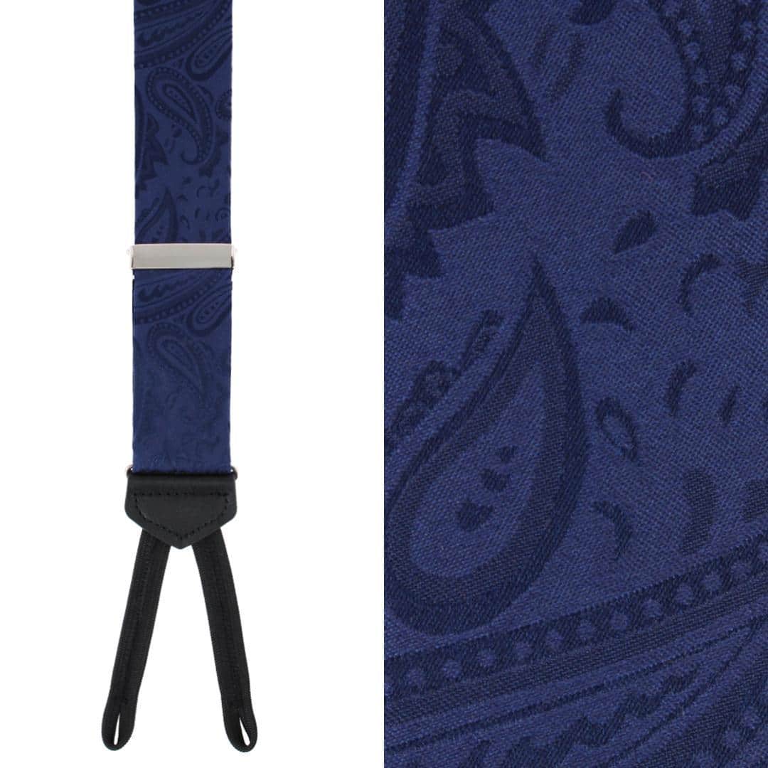 Banbury Tone on Tone Paisley Silk Formal Braces - Navy Blue