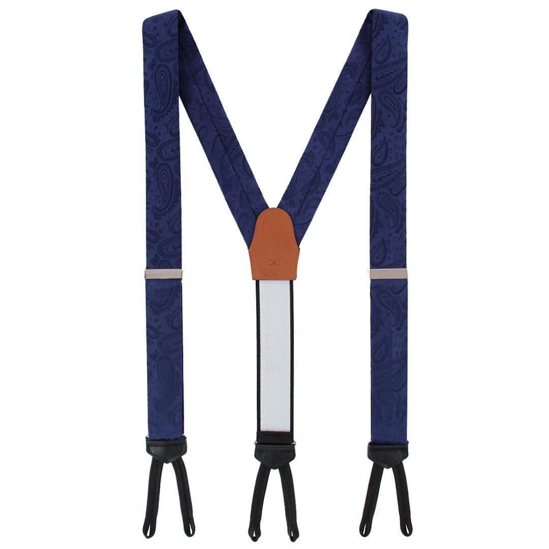 Banbury Tone on Tone Paisley Silk Formal Braces - Navy Blue