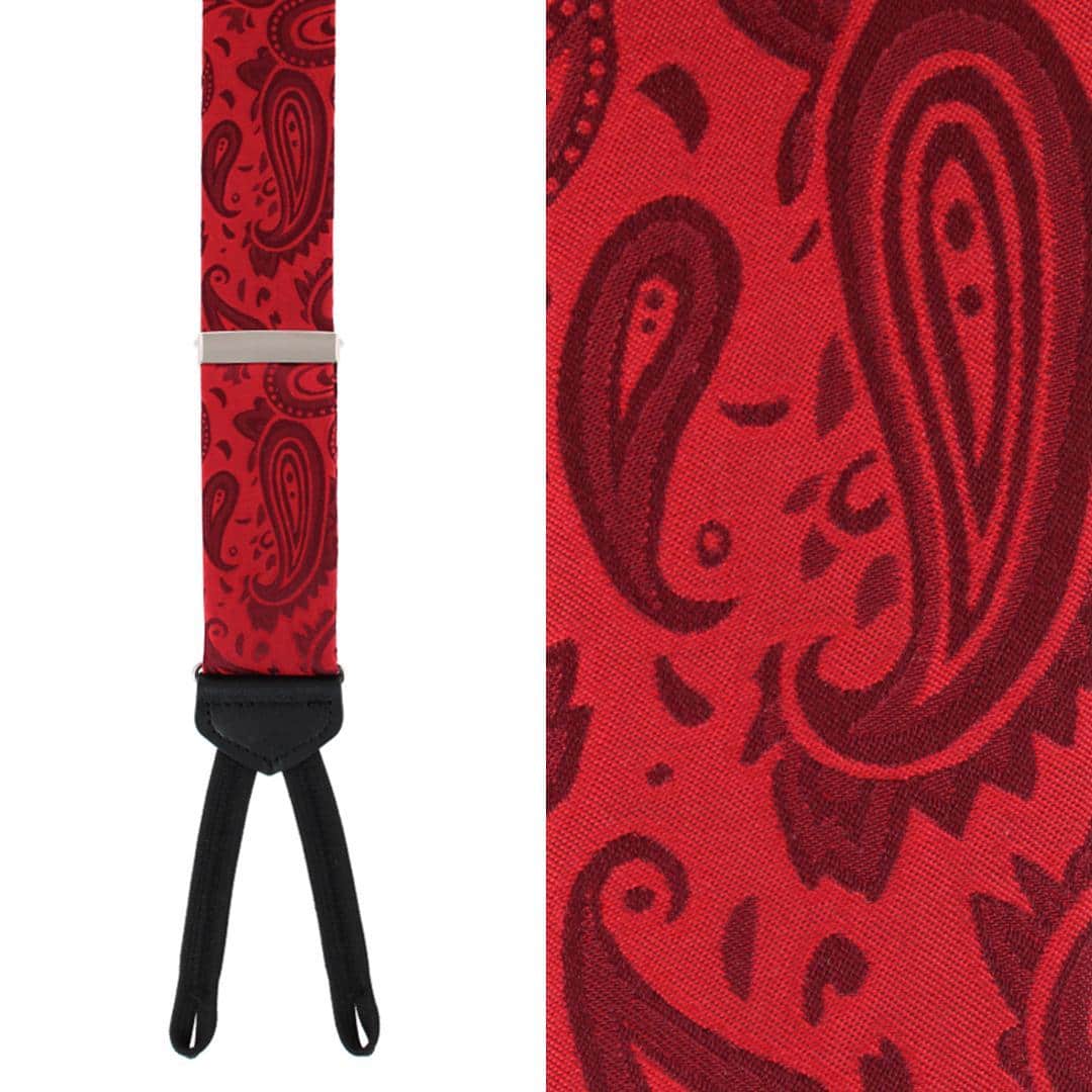 Banbury Tone on Tone Paisley Silk Formal Braces - Red