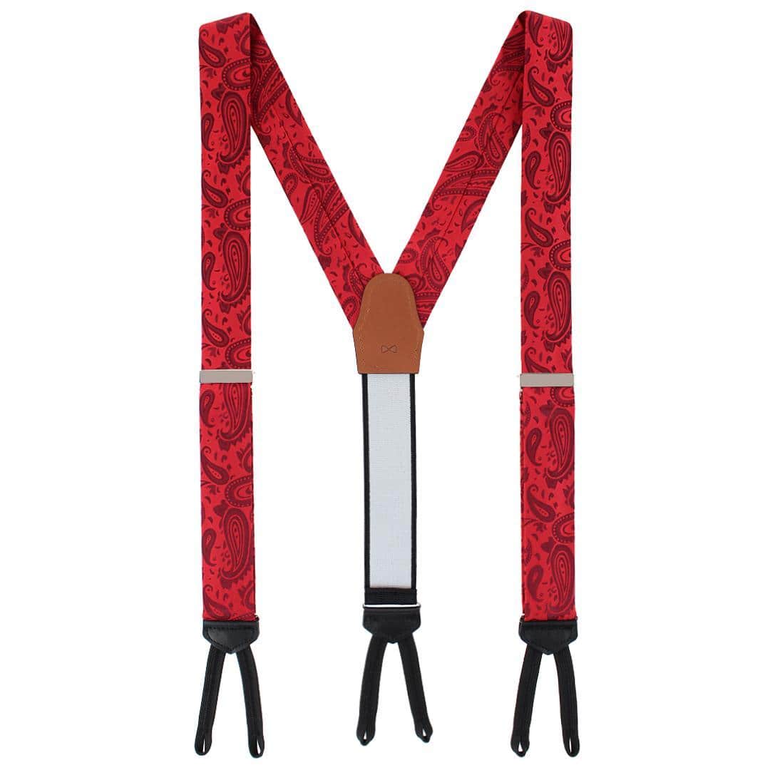Banbury Tone on Tone Paisley Silk Formal Braces - Red
