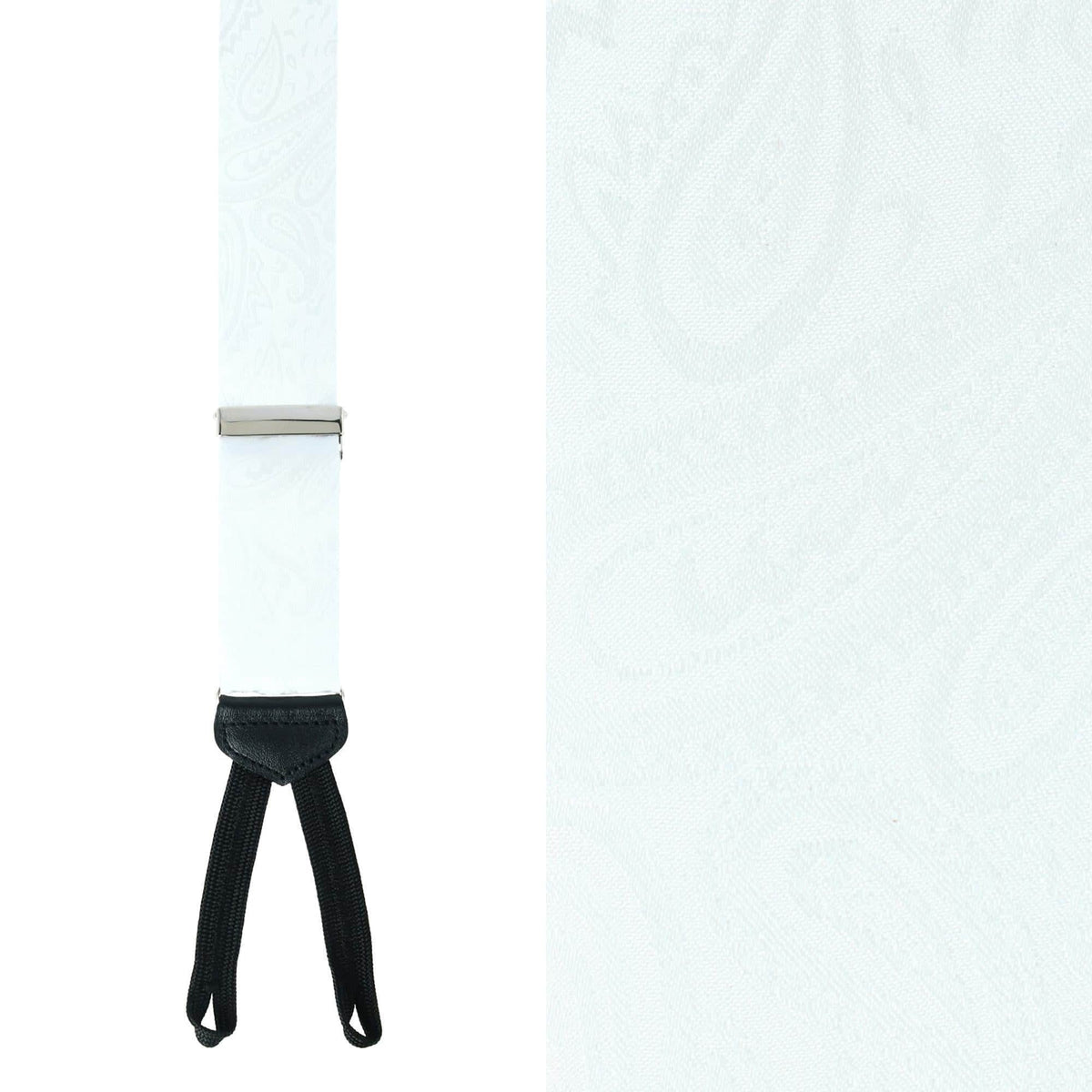 Banbury Tone on Tone Paisley Silk Braces and Bow Tie Set - White
