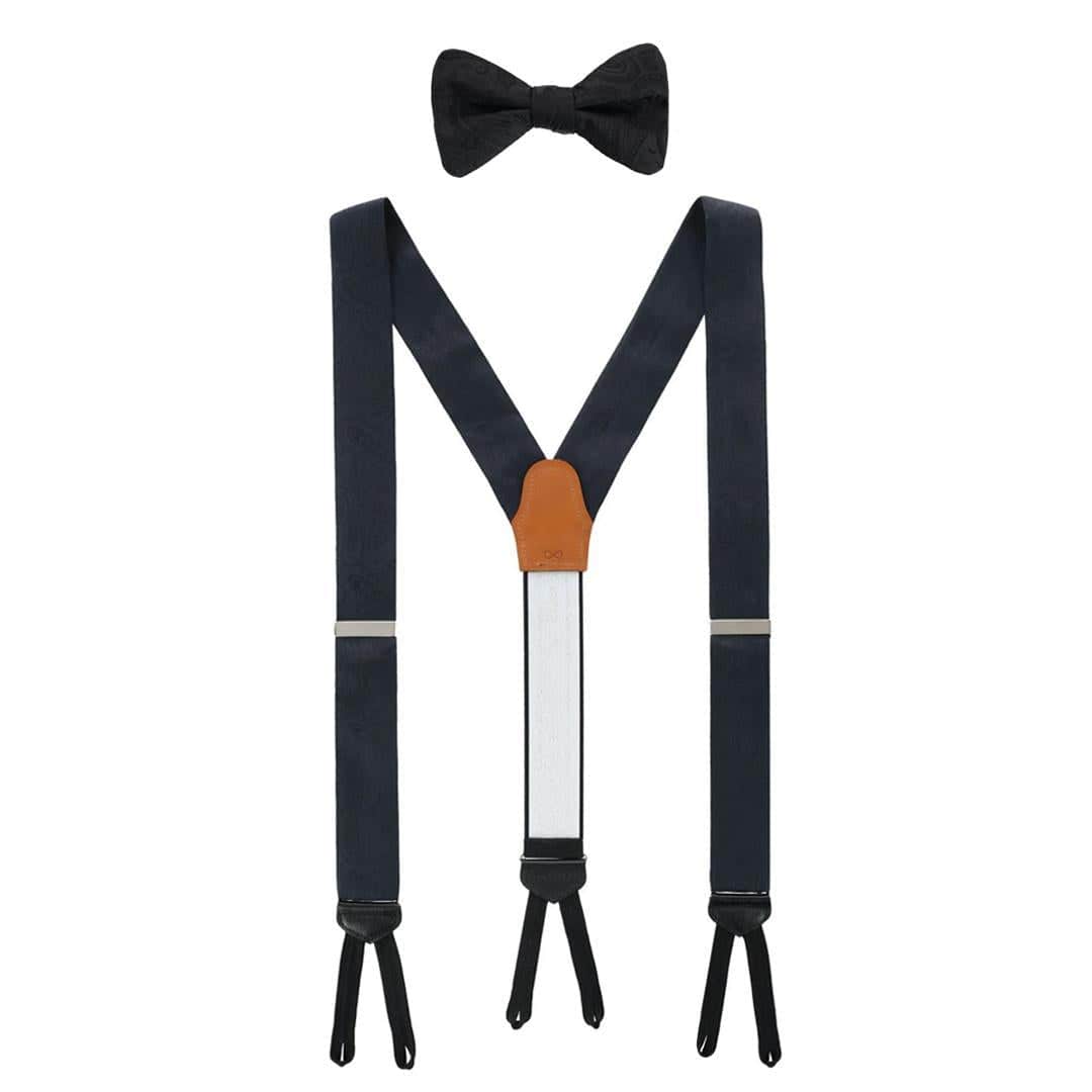 Banbury Tone on Tone Paisley Silk Braces and Bow Tie Set