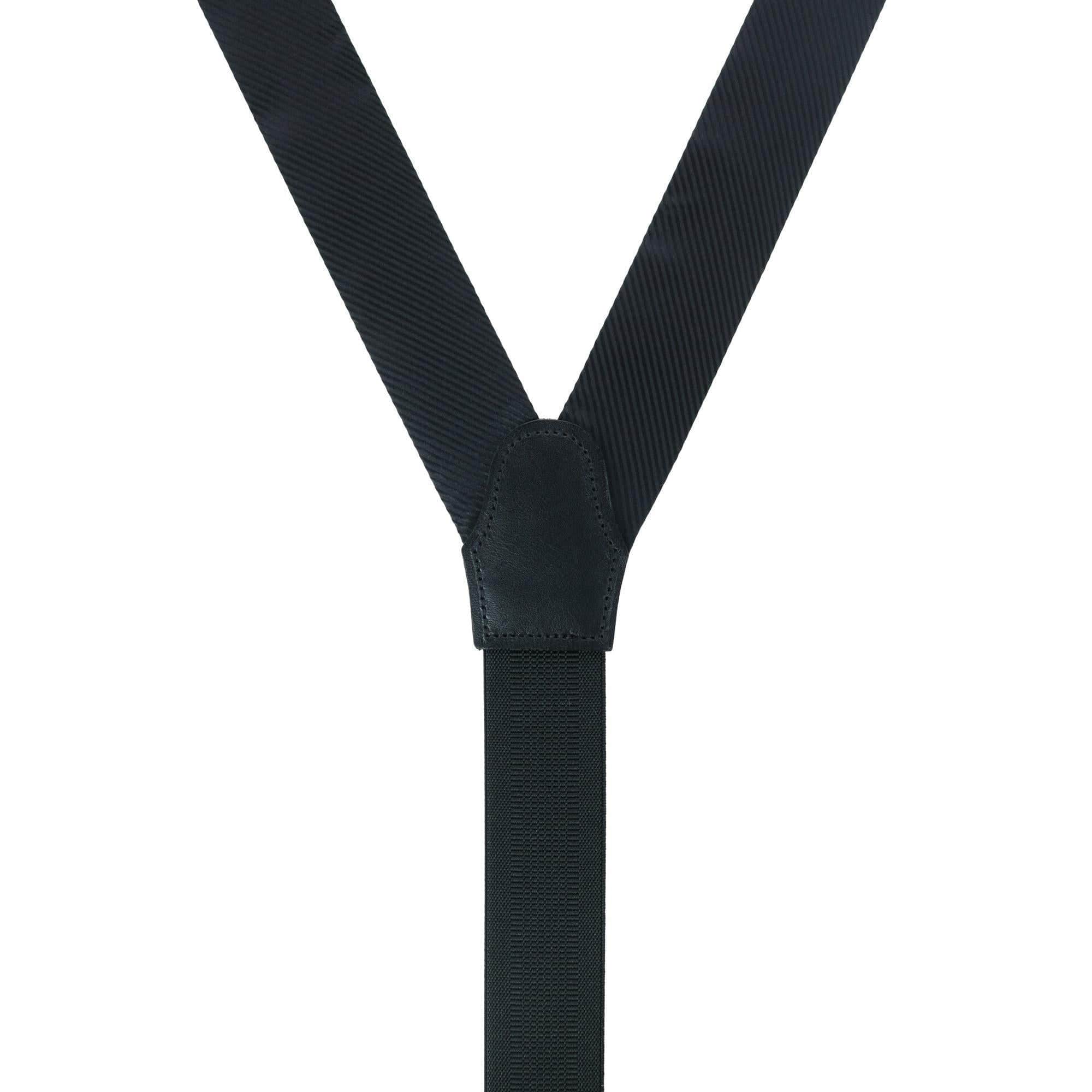 Leyton Diagonal Lined Tone on Tone Silk Formal Braces - Black