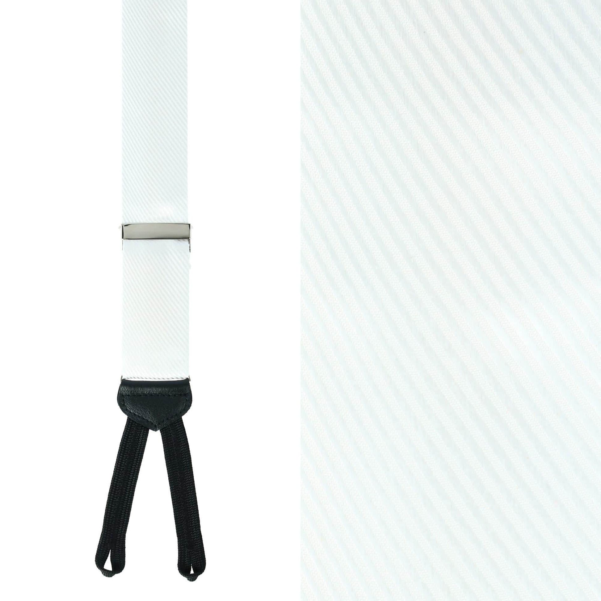 Leyton Diagonal Lined Tone on Tone Silk Formal Braces - White