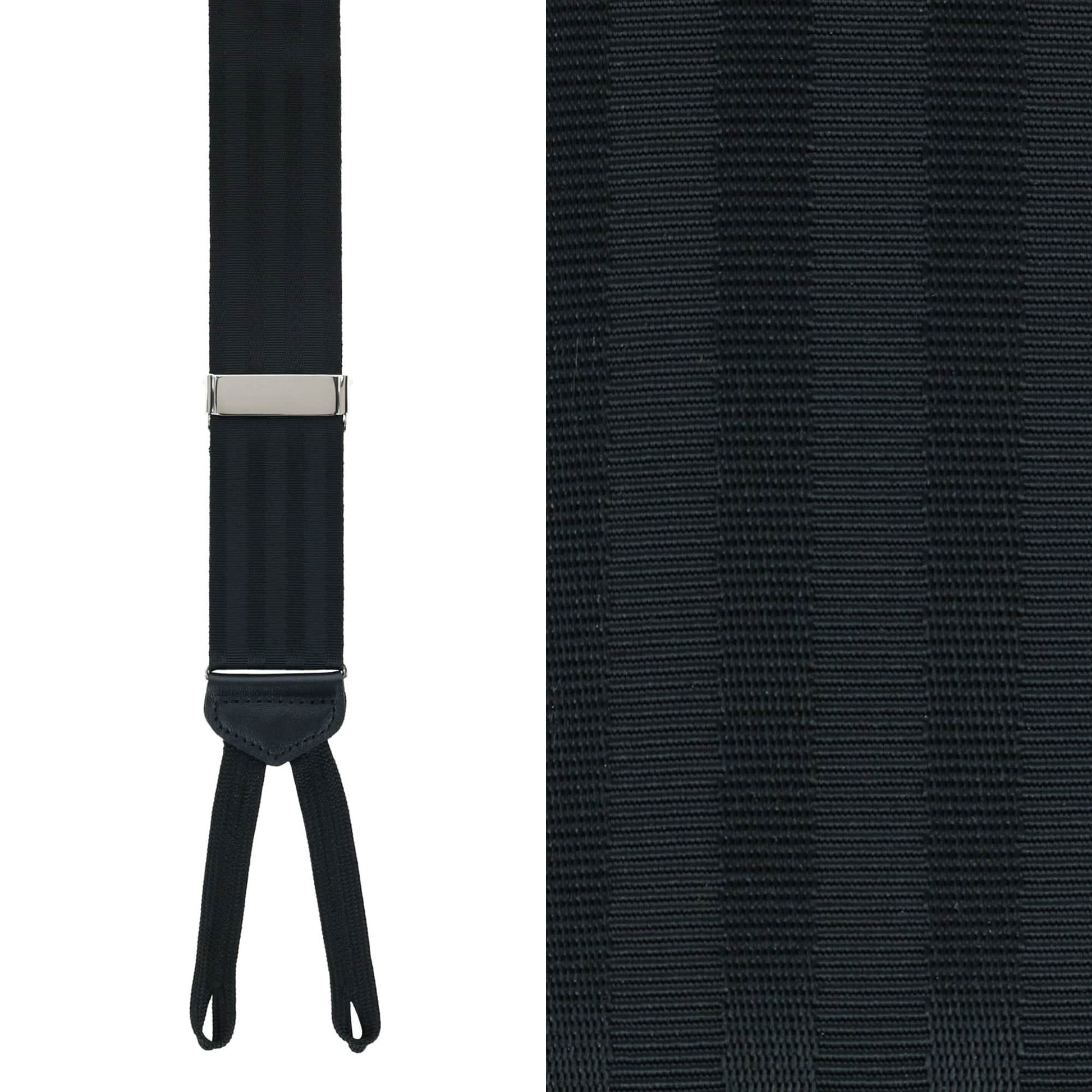 Astaire 38mm Grosgrain Stripe Ribbon Formal End Braces - Black with Black Stripe