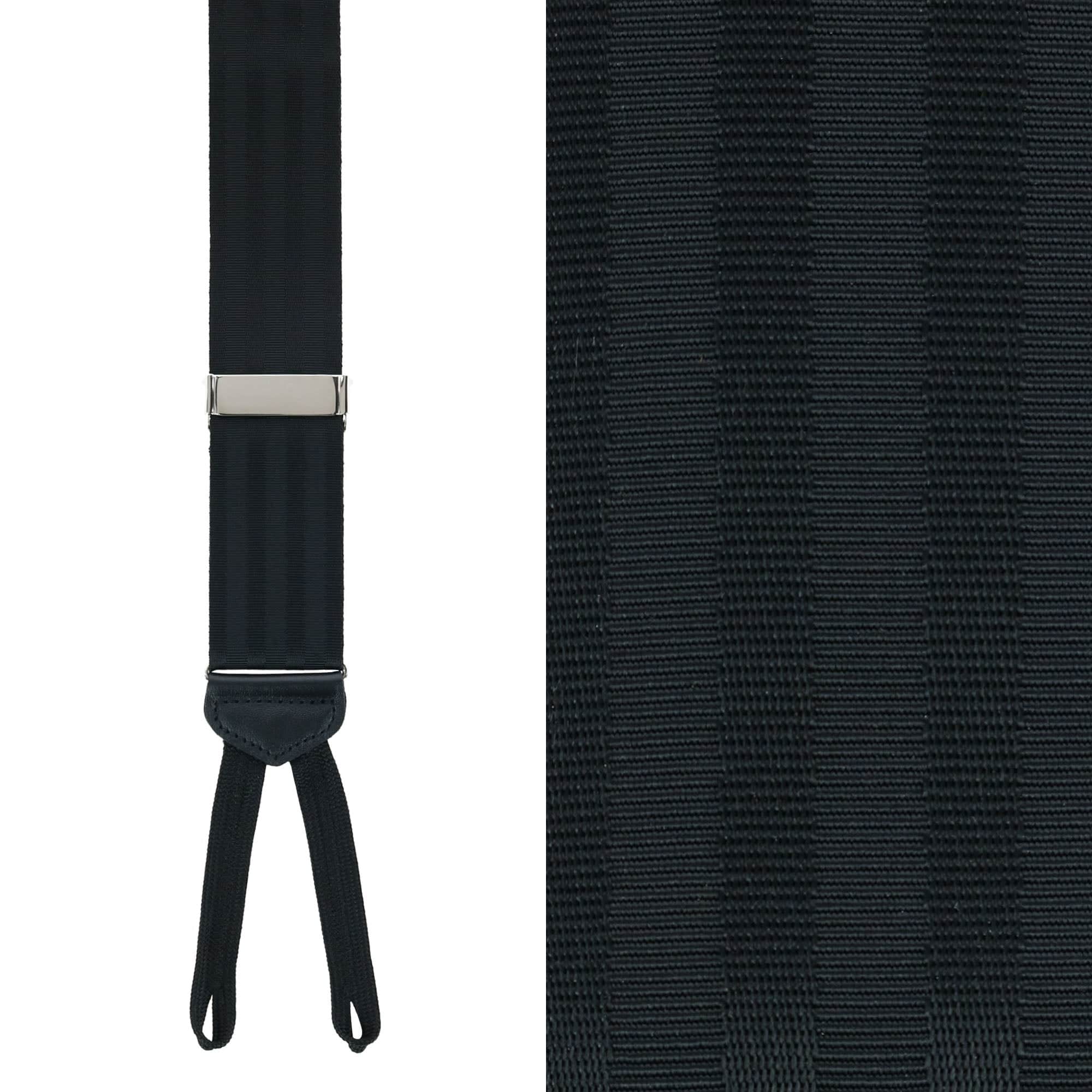 Astaire 38mm Grosgrain Stripe Ribbon Formal End Braces - Black with Black Stripe