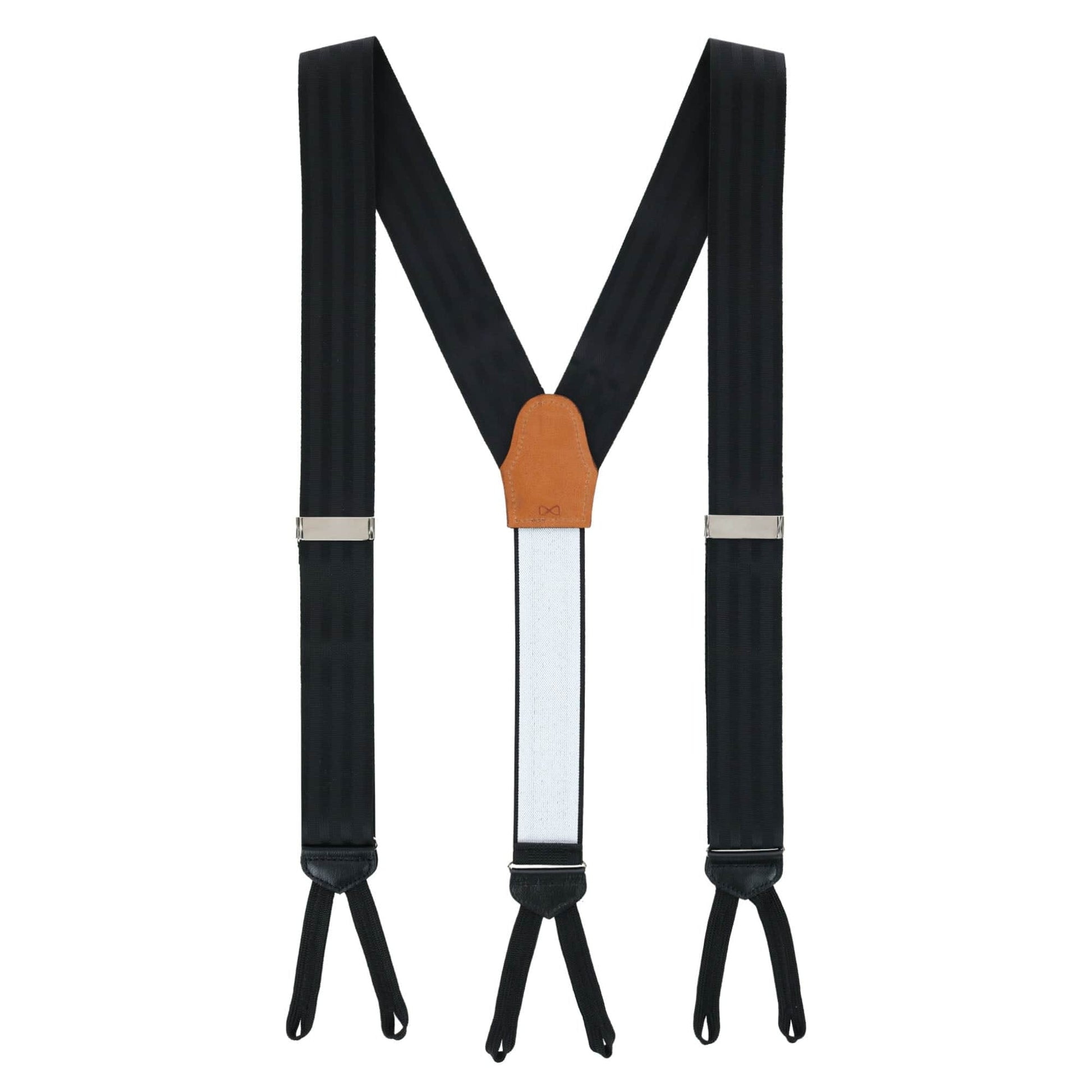 Astaire 38mm Grosgrain Stripe Ribbon Formal End Braces - Black with Black Stripe