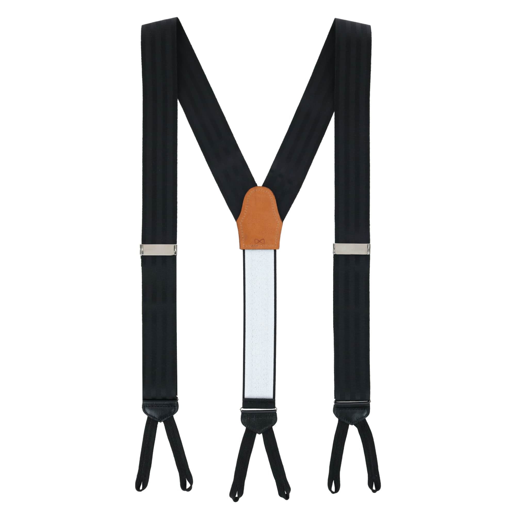 Astaire 38mm Grosgrain Stripe Ribbon Formal End Braces - Black with Black Stripe