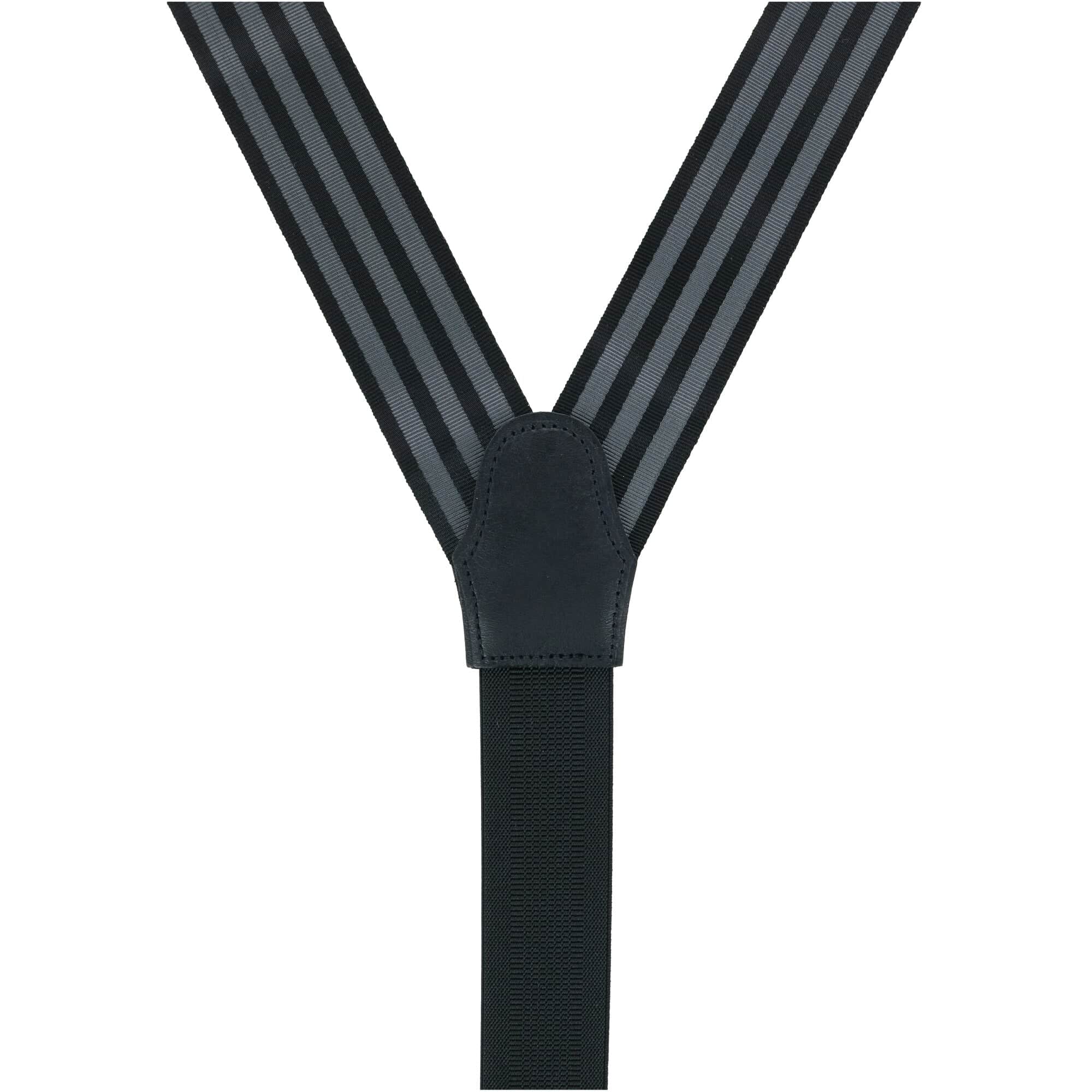 Astaire 38mm Grosgrain Stripe Ribbon Formal End Braces - Black with Grey Stripe