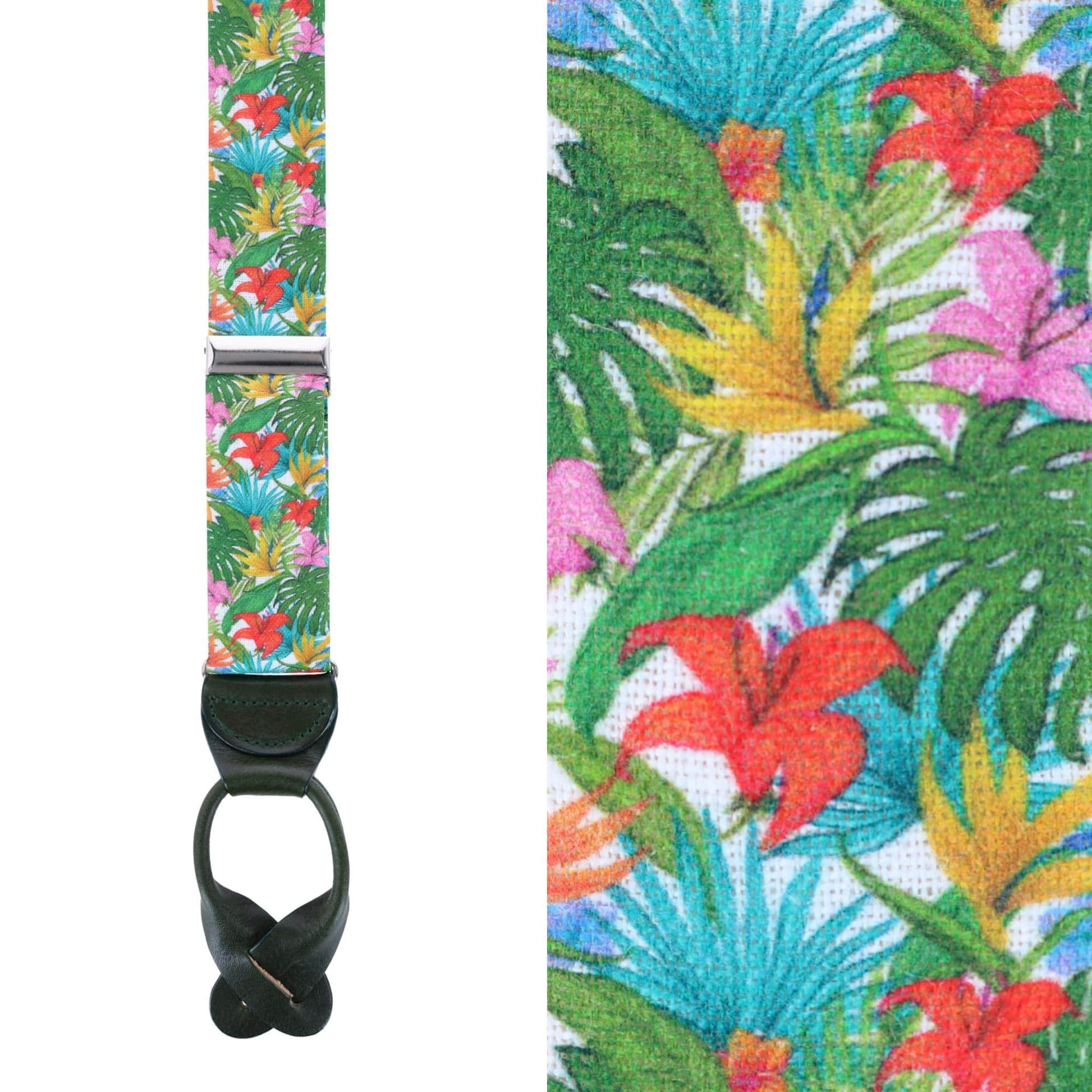 Tropical Hawaiian Getaway Linen Button End Braces - Multiple
