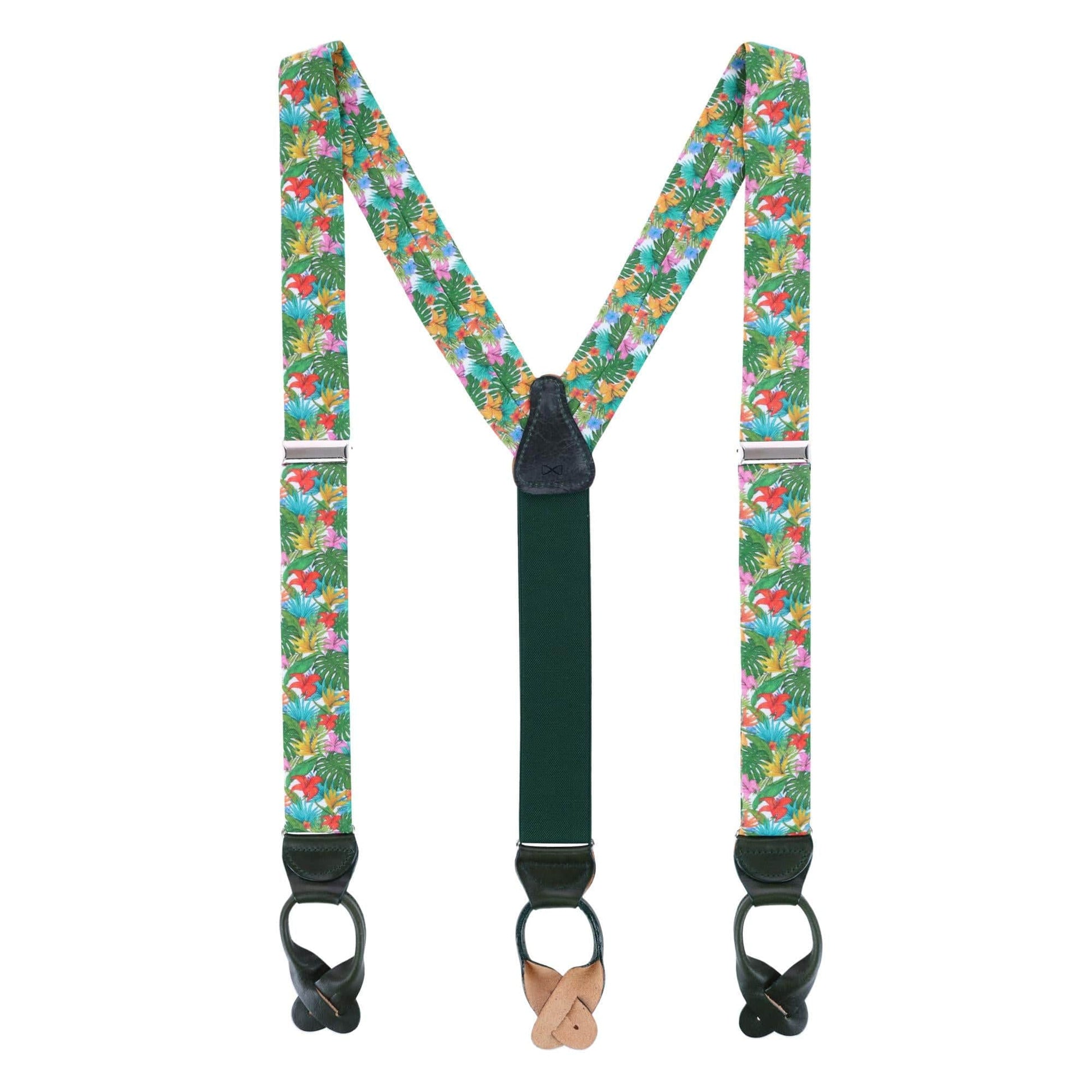 Tropical Hawaiian Getaway Linen Button End Braces - Multiple
