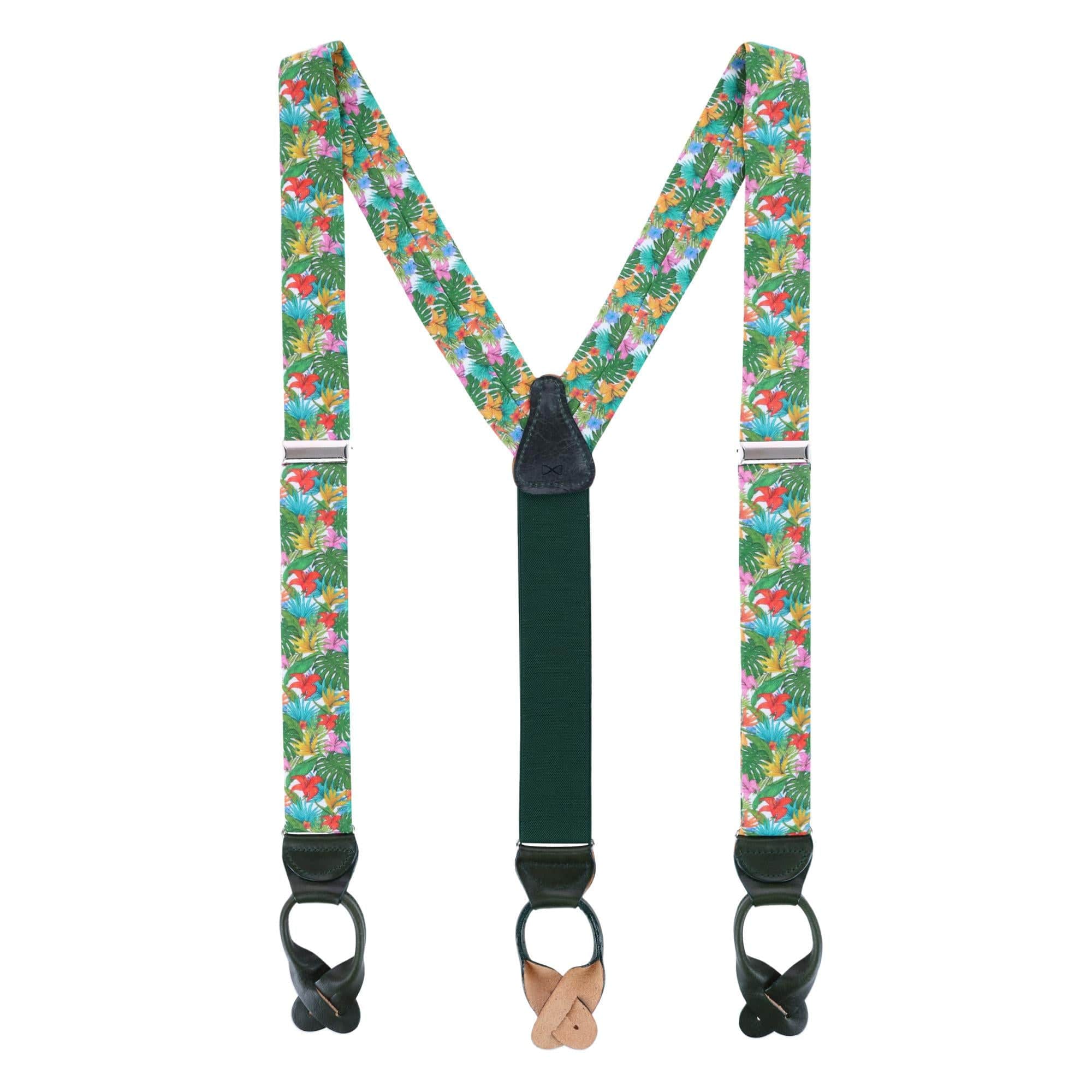 Tropical Hawaiian Getaway Linen Button End Braces - Multiple