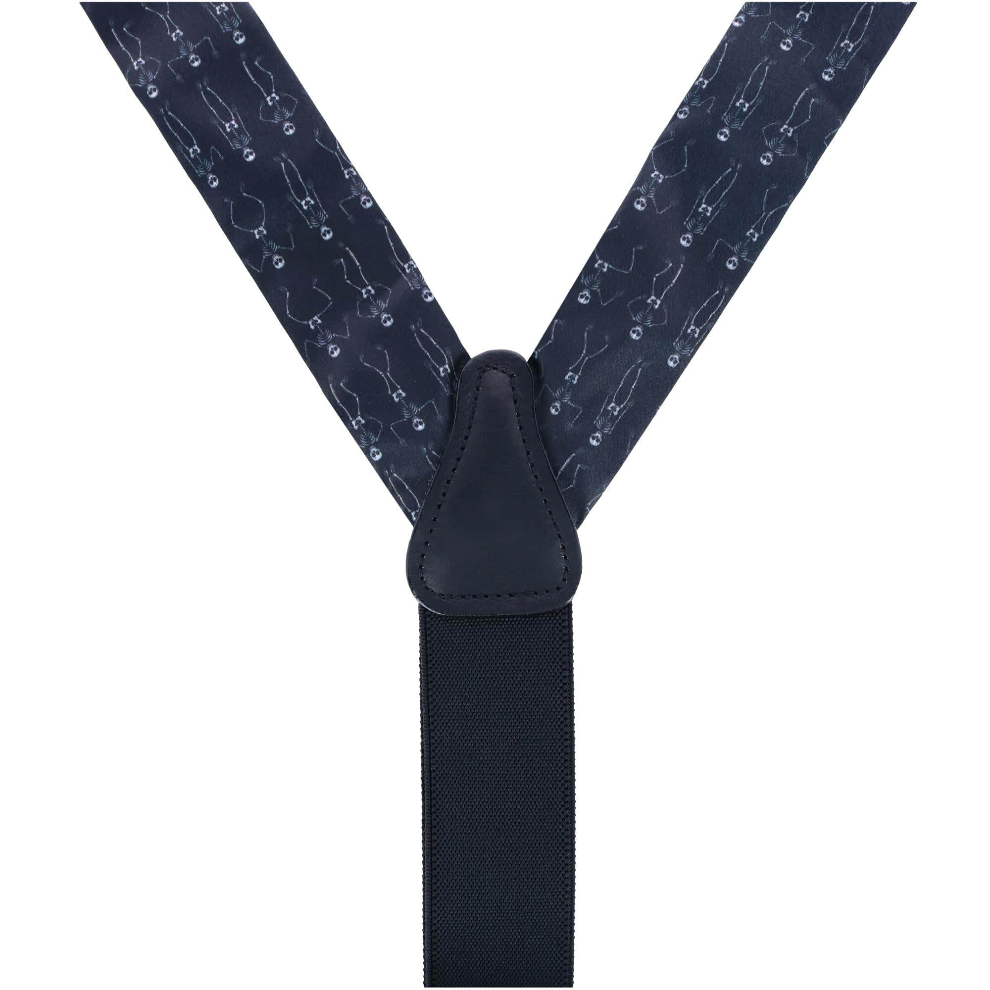 Davy Bones the Dancing Skeleton Silk Button End Braces - Black