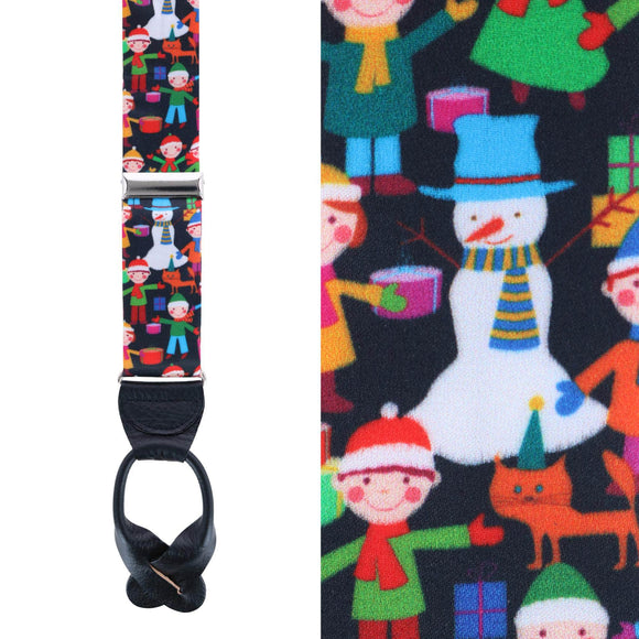 Happy Holidays Children's Gift Exchange Silk Button End Braces