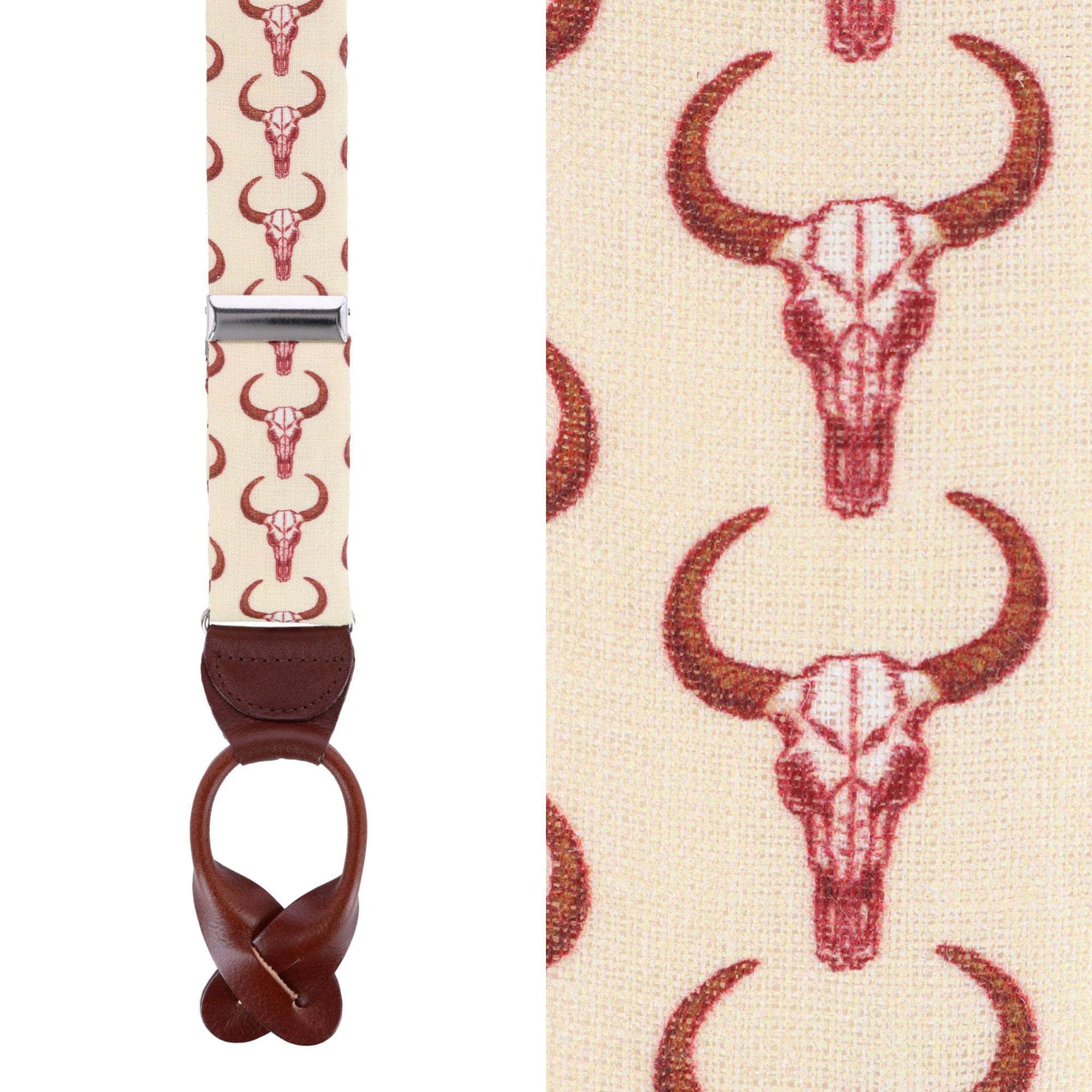 Austin Linen Longhorn Boho Button End Braces