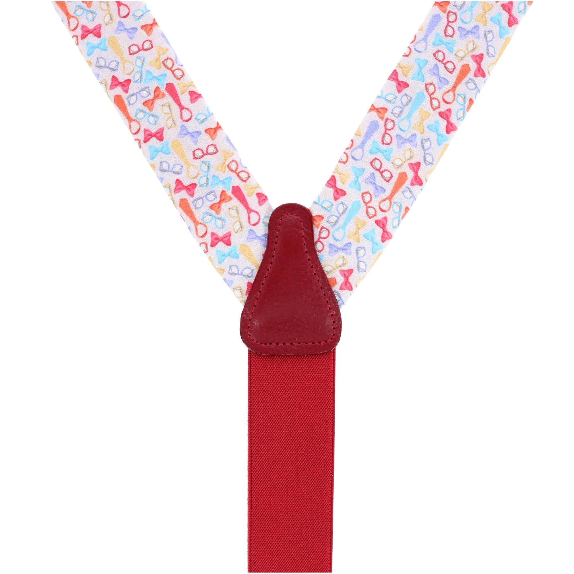 The Fashionisto Tie and Glasses Linen Button Braces - Multiple Colors