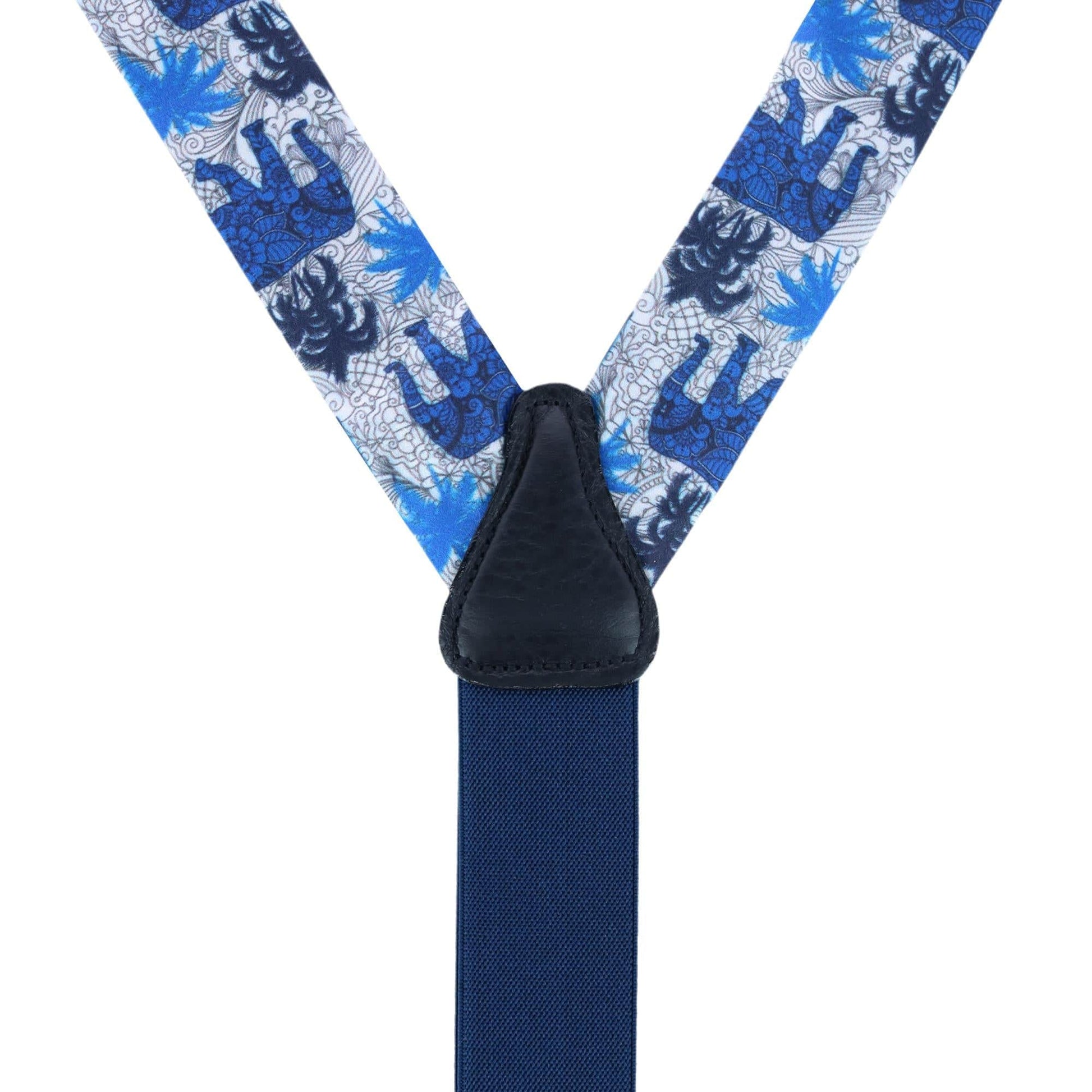 Elliot The Elephant Safari Silk Button End Braces - Blue
