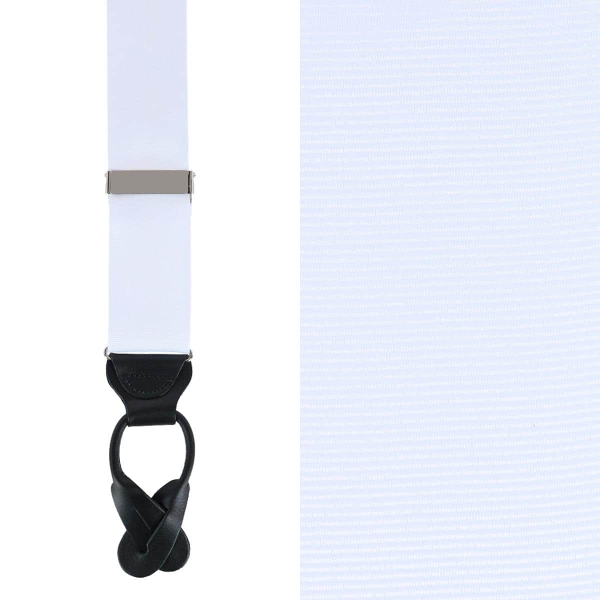 Phoenix 38mm Grosgrain Non Stretch Ribbon Button End Braces - White