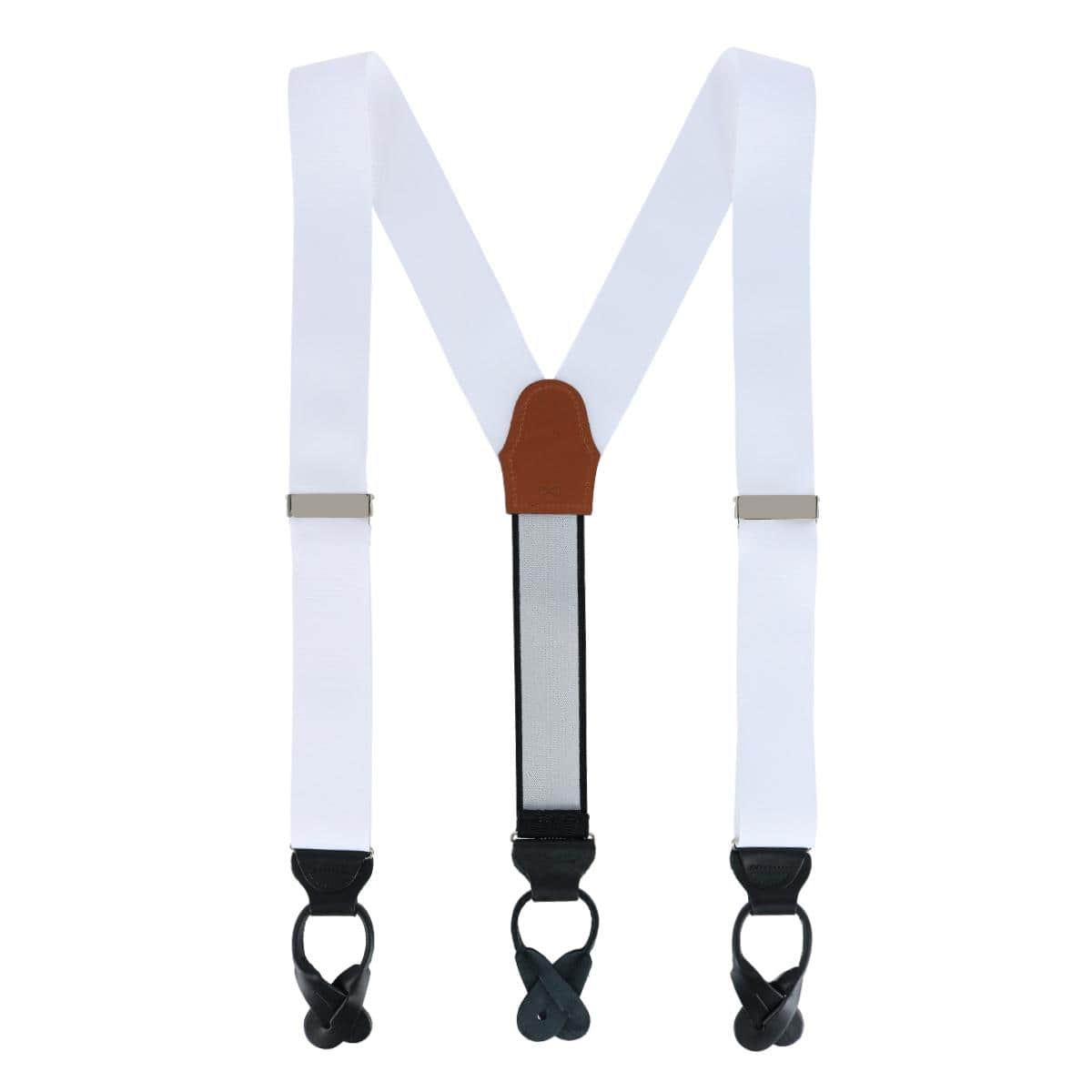 Phoenix 38mm Grosgrain Non Stretch Ribbon Button End Braces - White