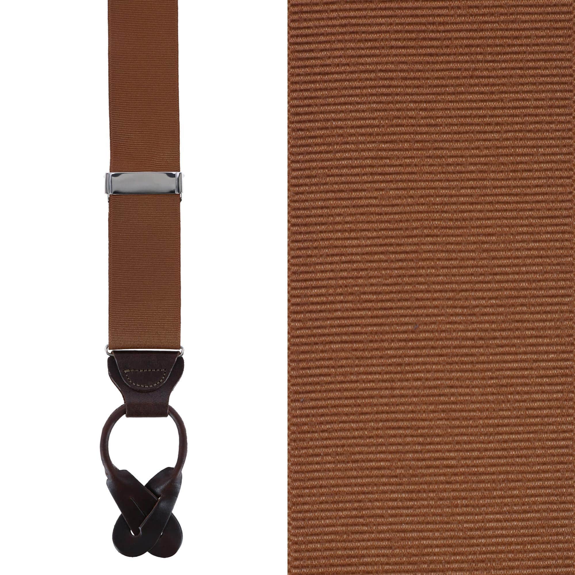 Phoenix 38mm Grosgrain Non Stretch Ribbon Button End Braces - Brown
