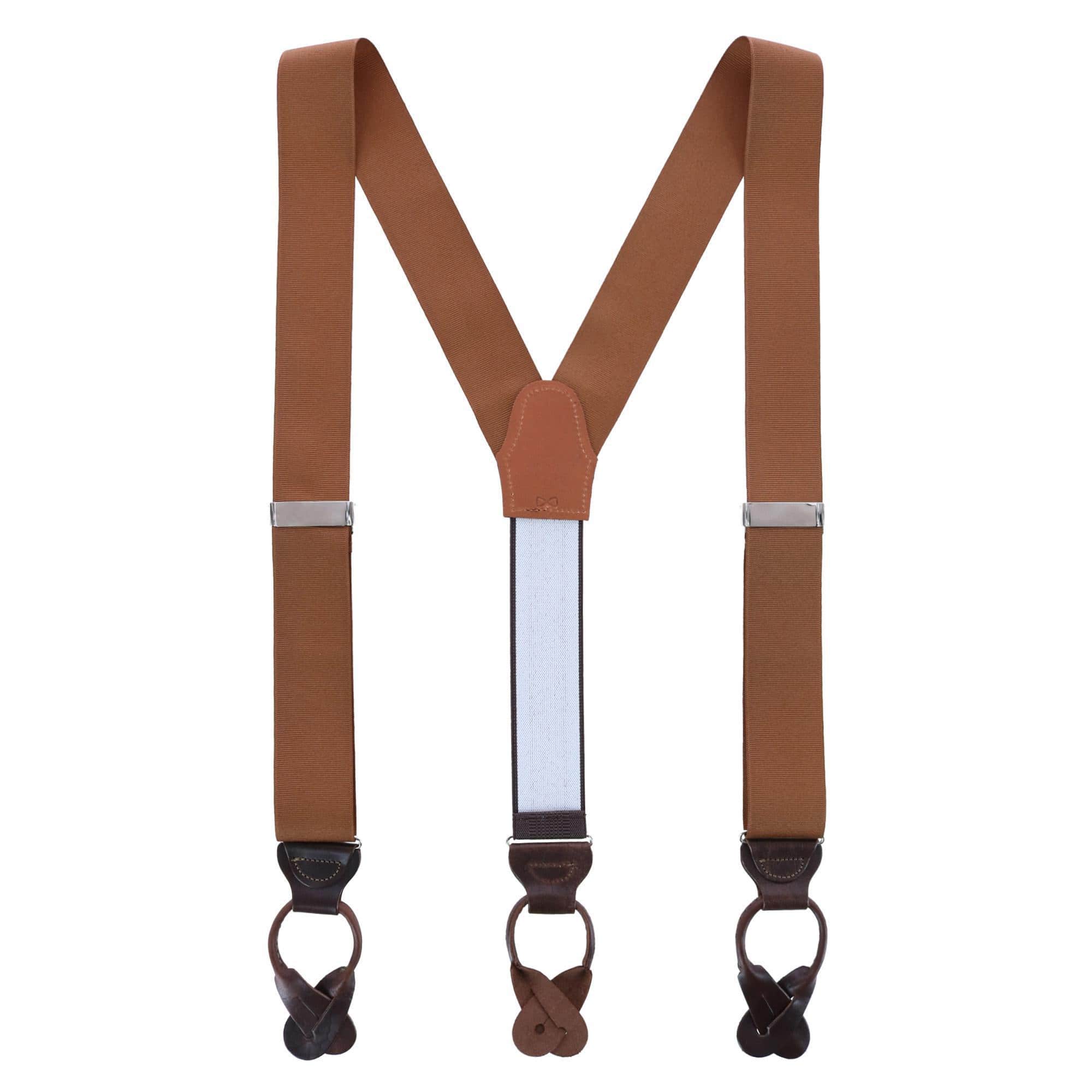 Phoenix 38mm Grosgrain Non Stretch Ribbon Button End Braces - Brown
