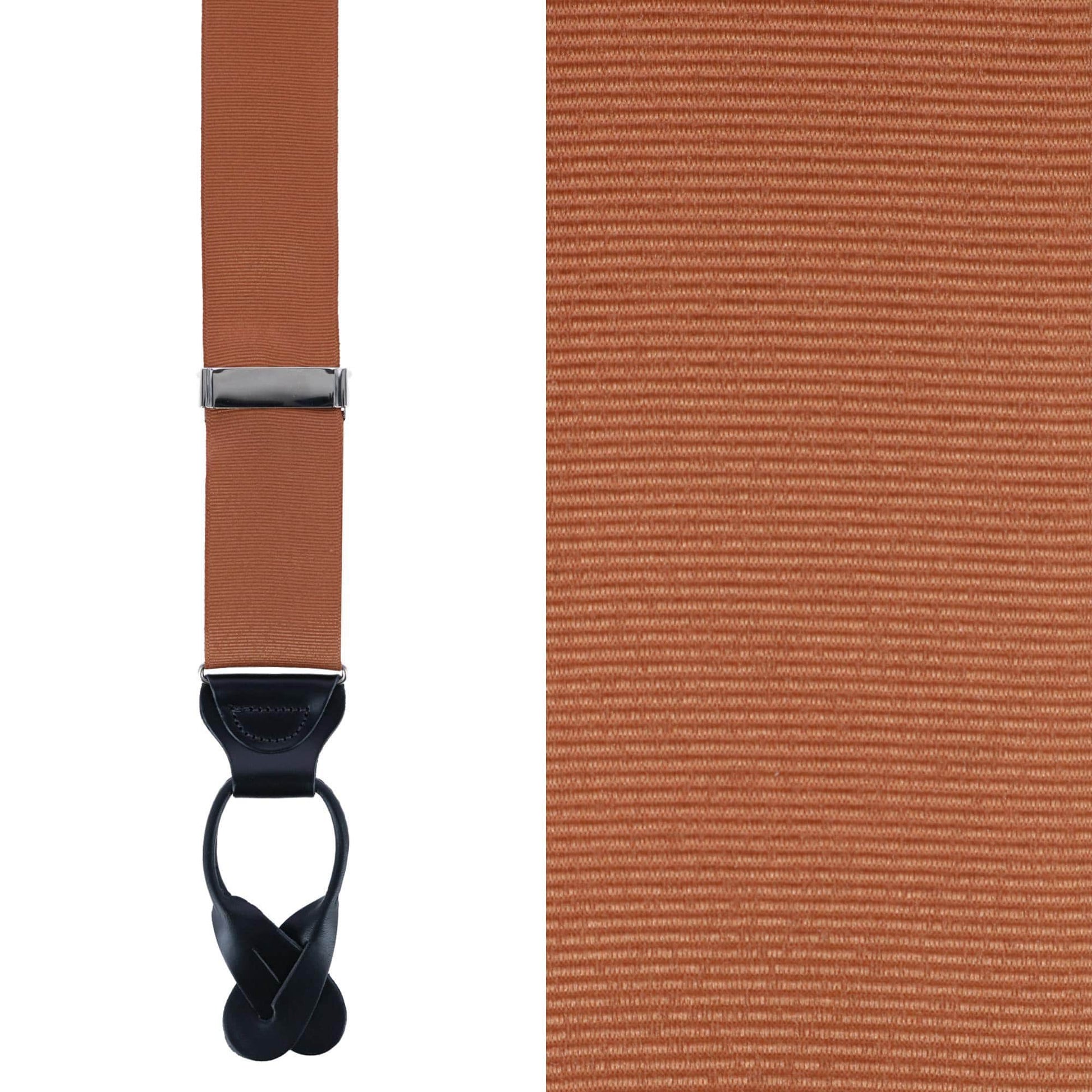 Phoenix 38mm Grosgrain Non Stretch Ribbon Button End Braces - Dark Khaki