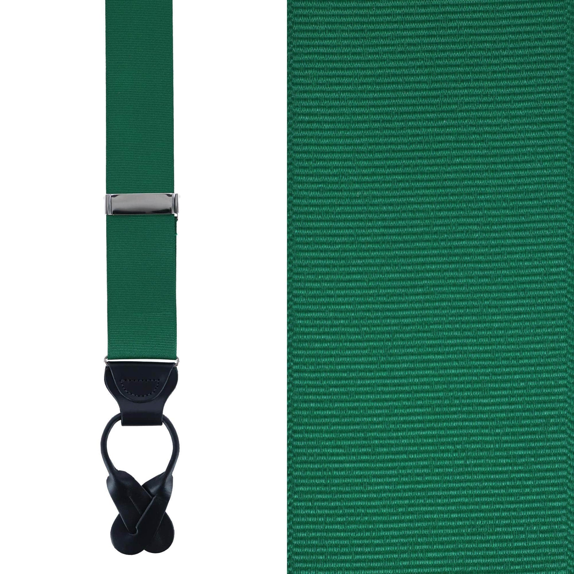 Phoenix 38mm Grosgrain Non Stretch Ribbon Button End Braces - Dark Green
