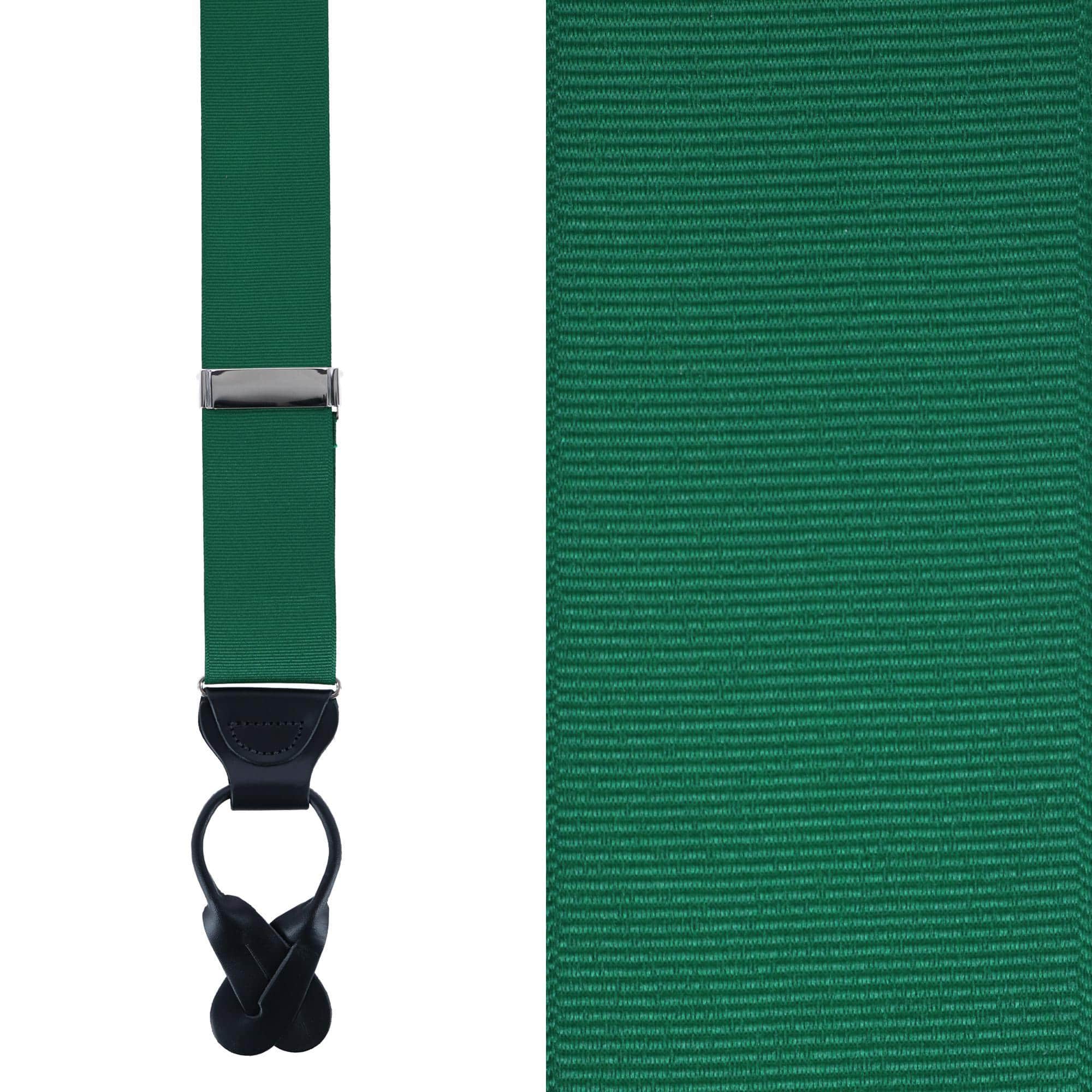 Phoenix 38mm Grosgrain Non Stretch Ribbon Button End Braces - Dark Green