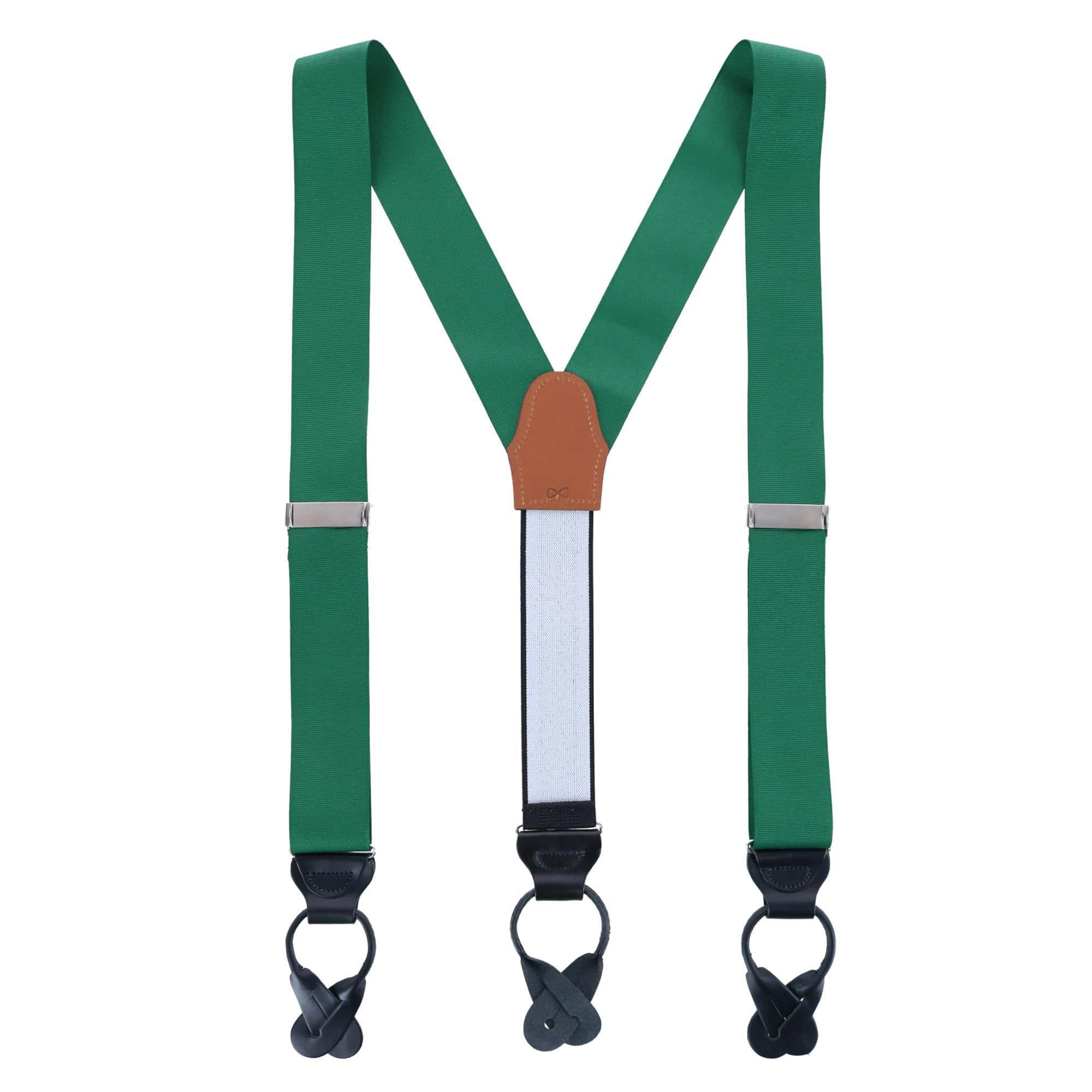 Phoenix 38mm Grosgrain Non Stretch Ribbon Button End Braces - Dark Green