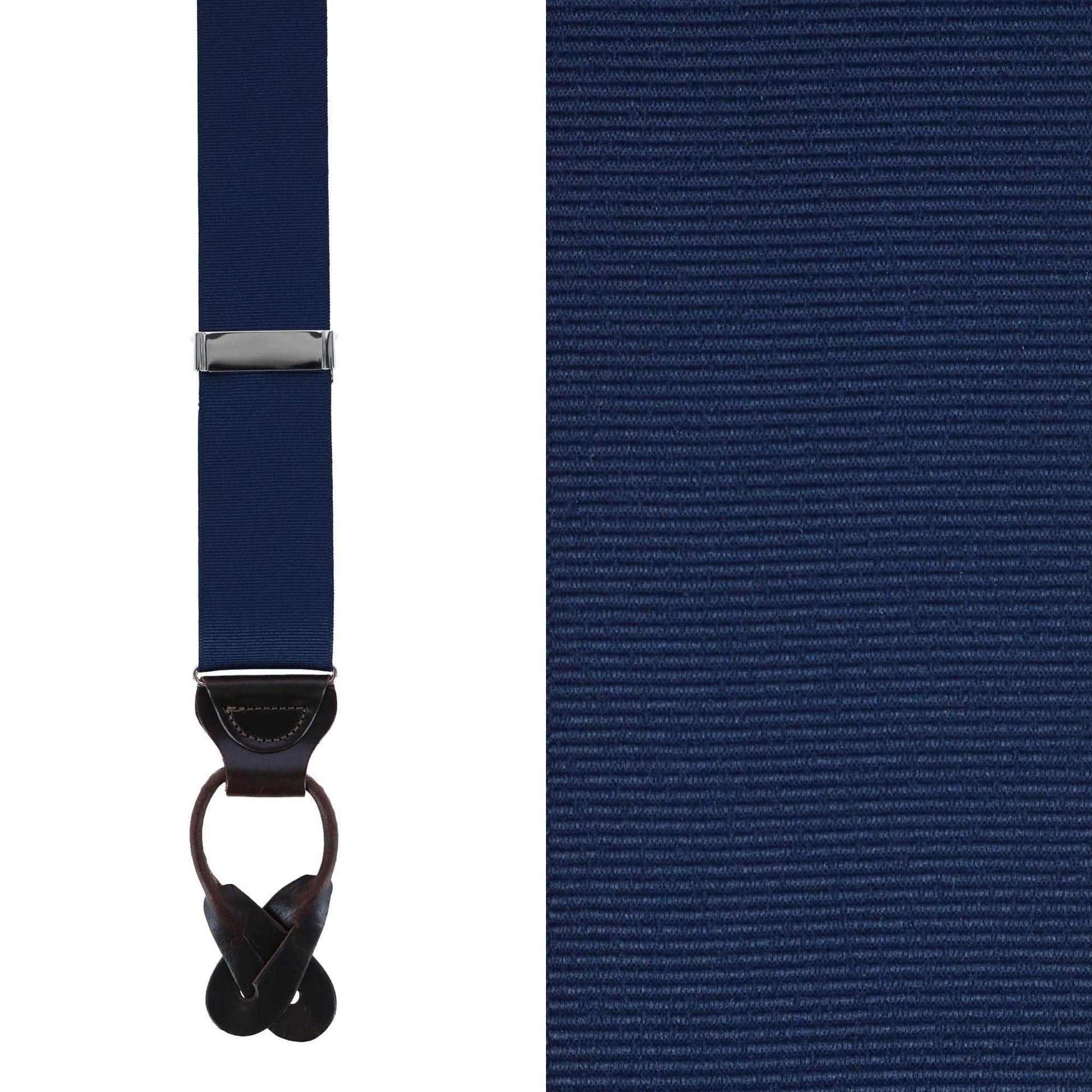 Phoenix 38mm Grosgrain Non Stretch Ribbon Button End Braces - Navy