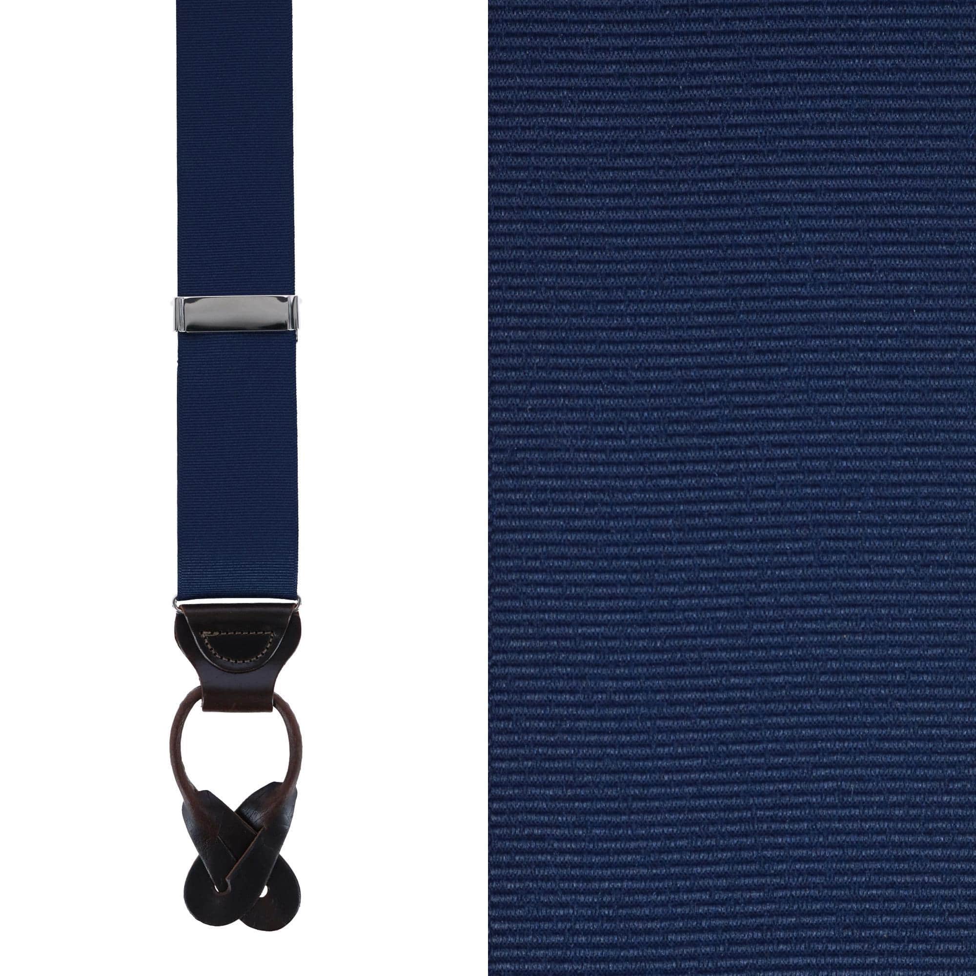 Phoenix 38mm Grosgrain Non Stretch Ribbon Button End Braces - Navy