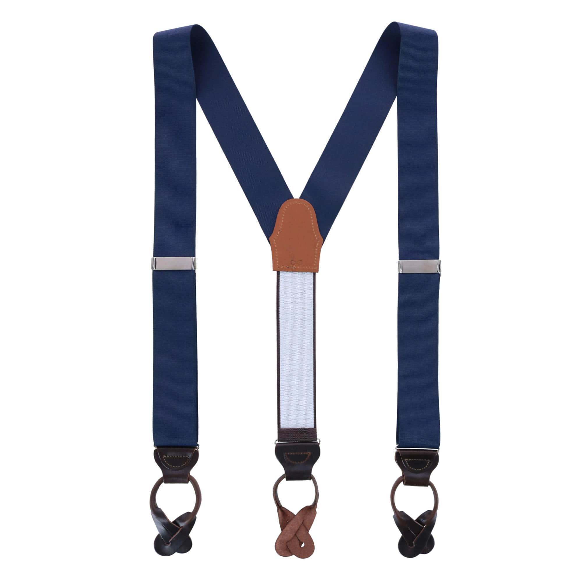 Phoenix 38mm Grosgrain Non Stretch Ribbon Button End Braces - Navy