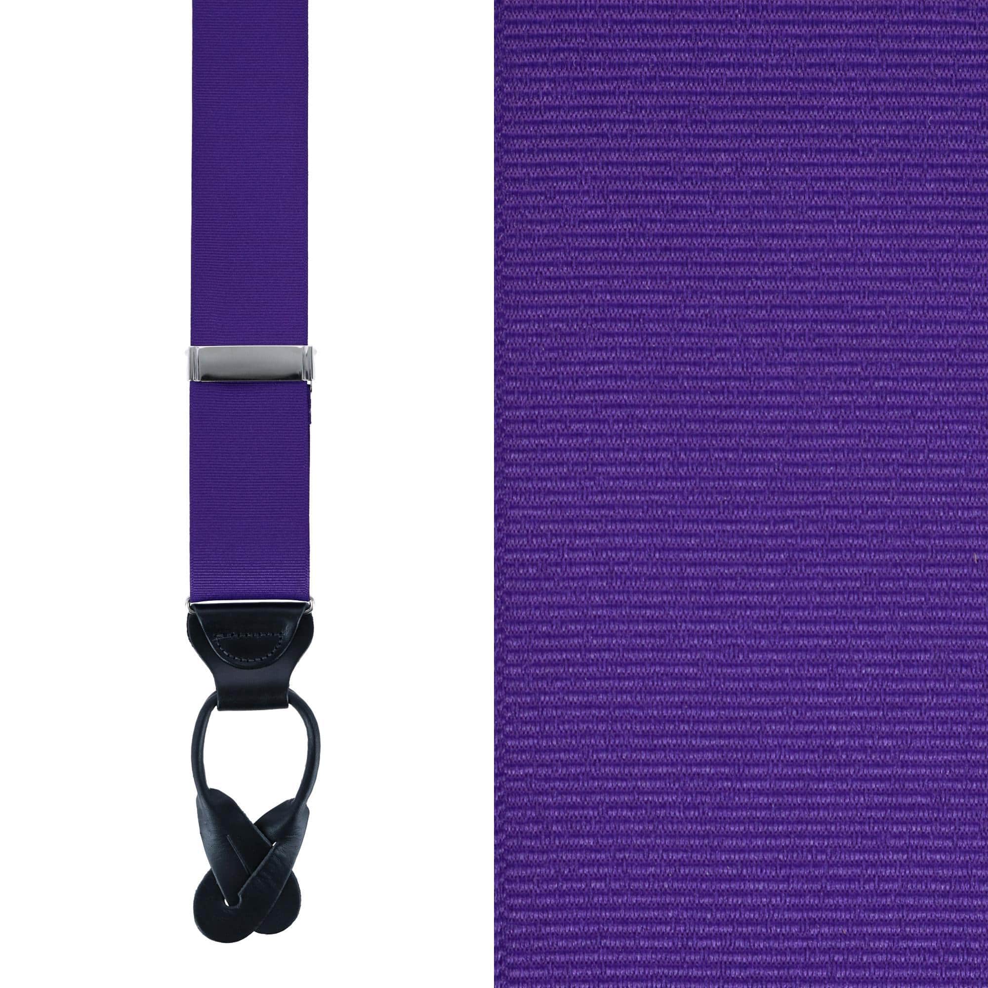 Phoenix 38mm Grosgrain Non Stretch Ribbon Button End Braces - Deep Purple