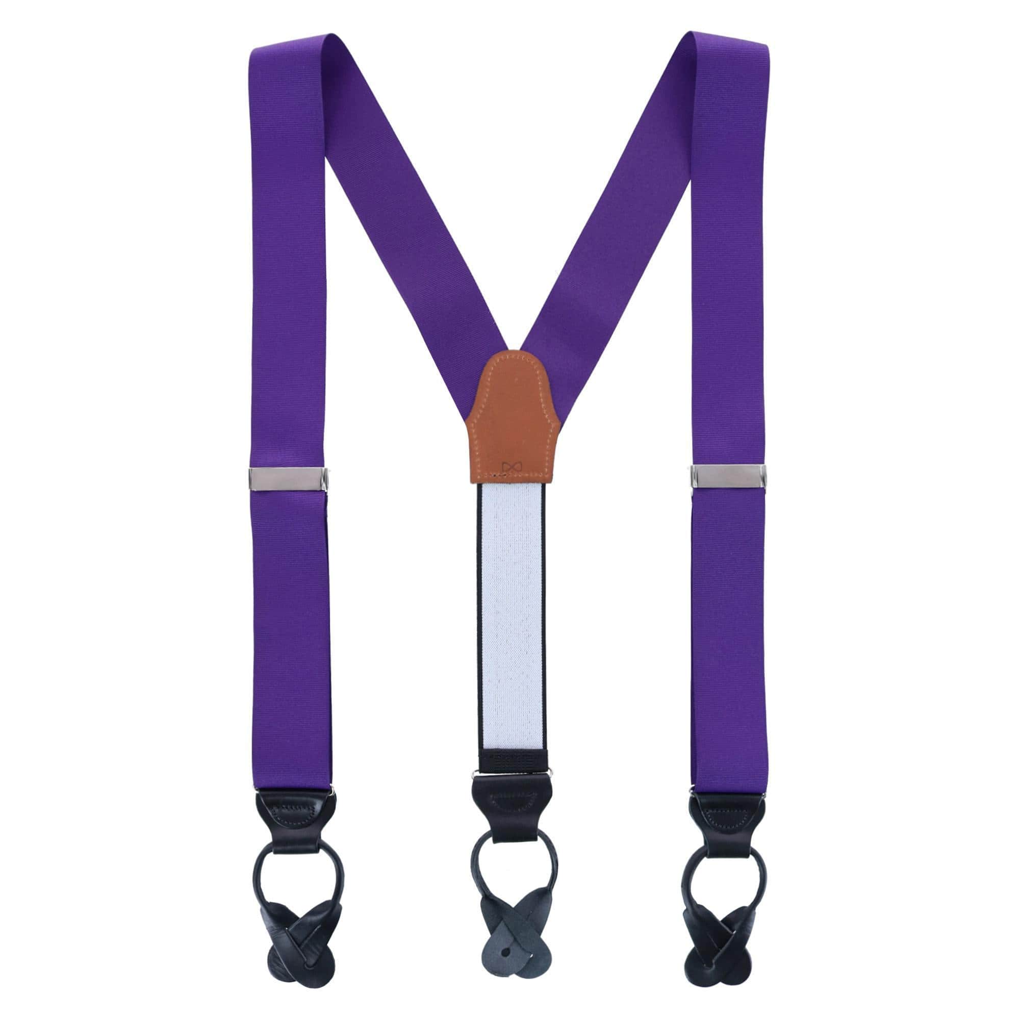 Phoenix 38mm Grosgrain Non Stretch Ribbon Button End Braces - Deep Purple